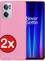 BTH BTH OnePlus Nord CE 2 Hoesje Siliconen - Lichtroze - 2 PACK