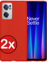 BTH BTH OnePlus Nord CE 2 Hoesje Siliconen - Rood - 2 PACK