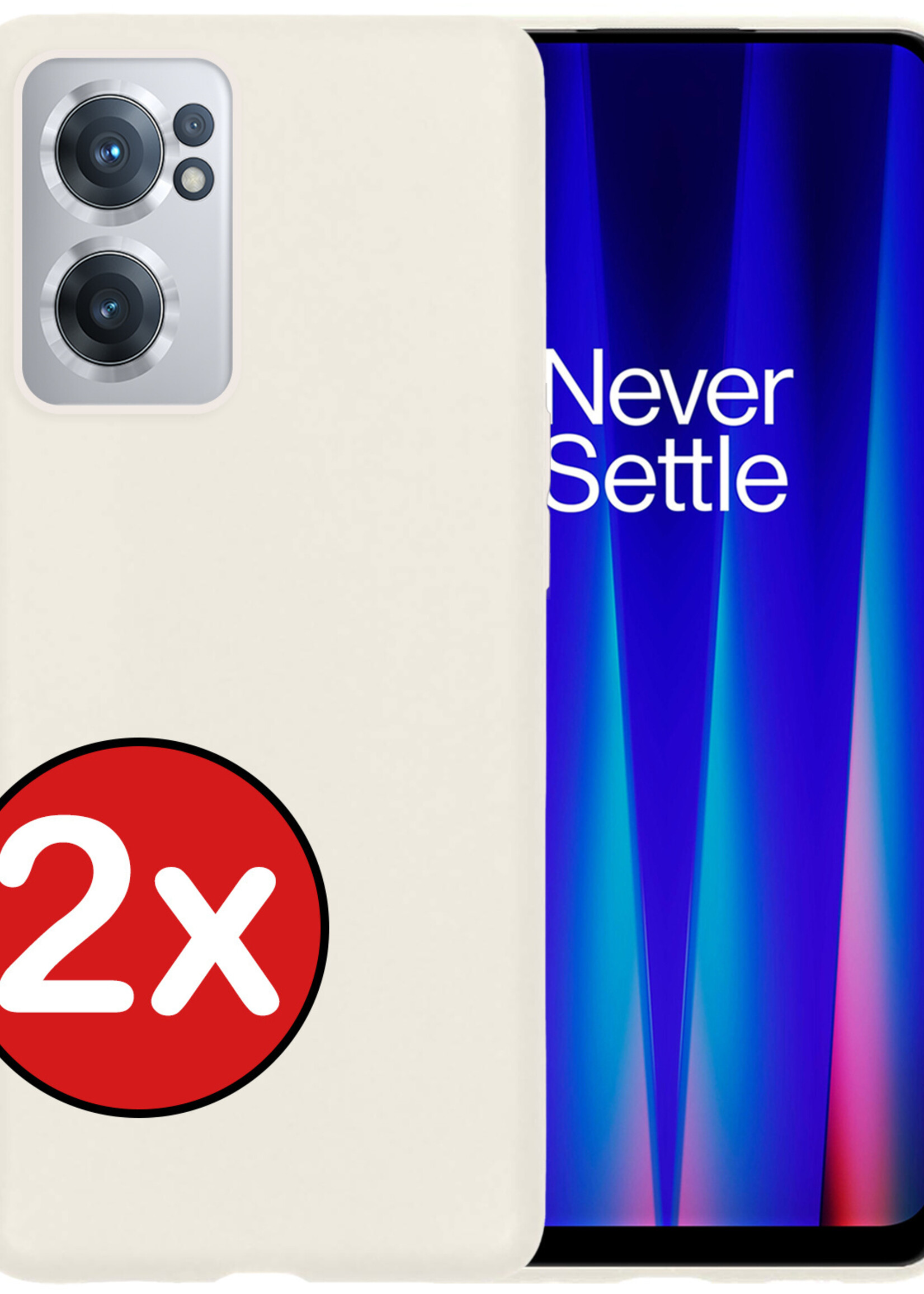 BTH OnePlus Nord CE 2 Hoesje Siliconen Case Cover - OnePlus Nord CE 2 Hoesje Cover Hoes Siliconen - Wit - 2 PACK