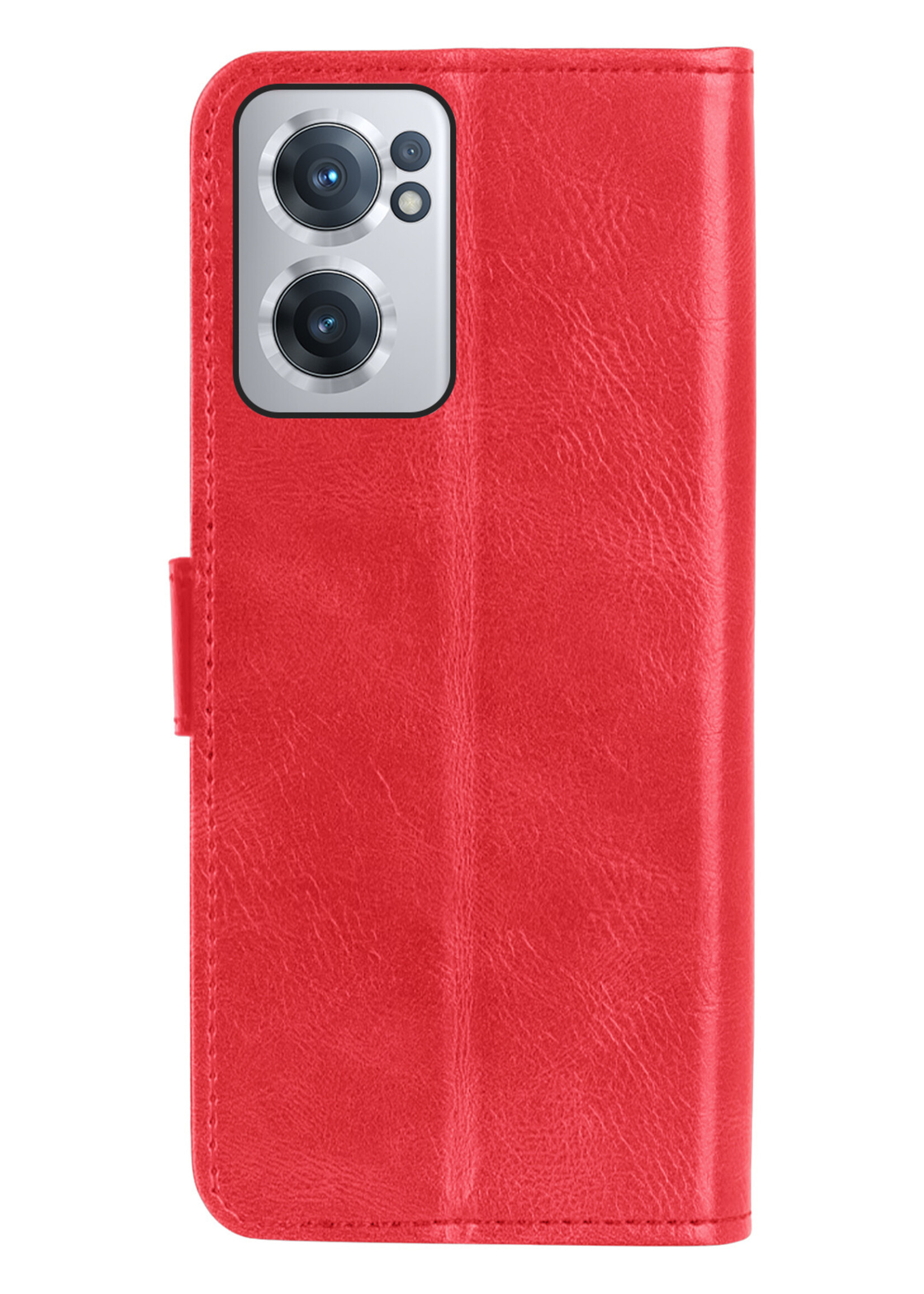 BTH OnePlus Nord CE 2 Hoesje Book Case Hoes Portemonnee Cover Walletcase - OnePlus Nord CE 2 Hoes Bookcase Hoesje - Rood