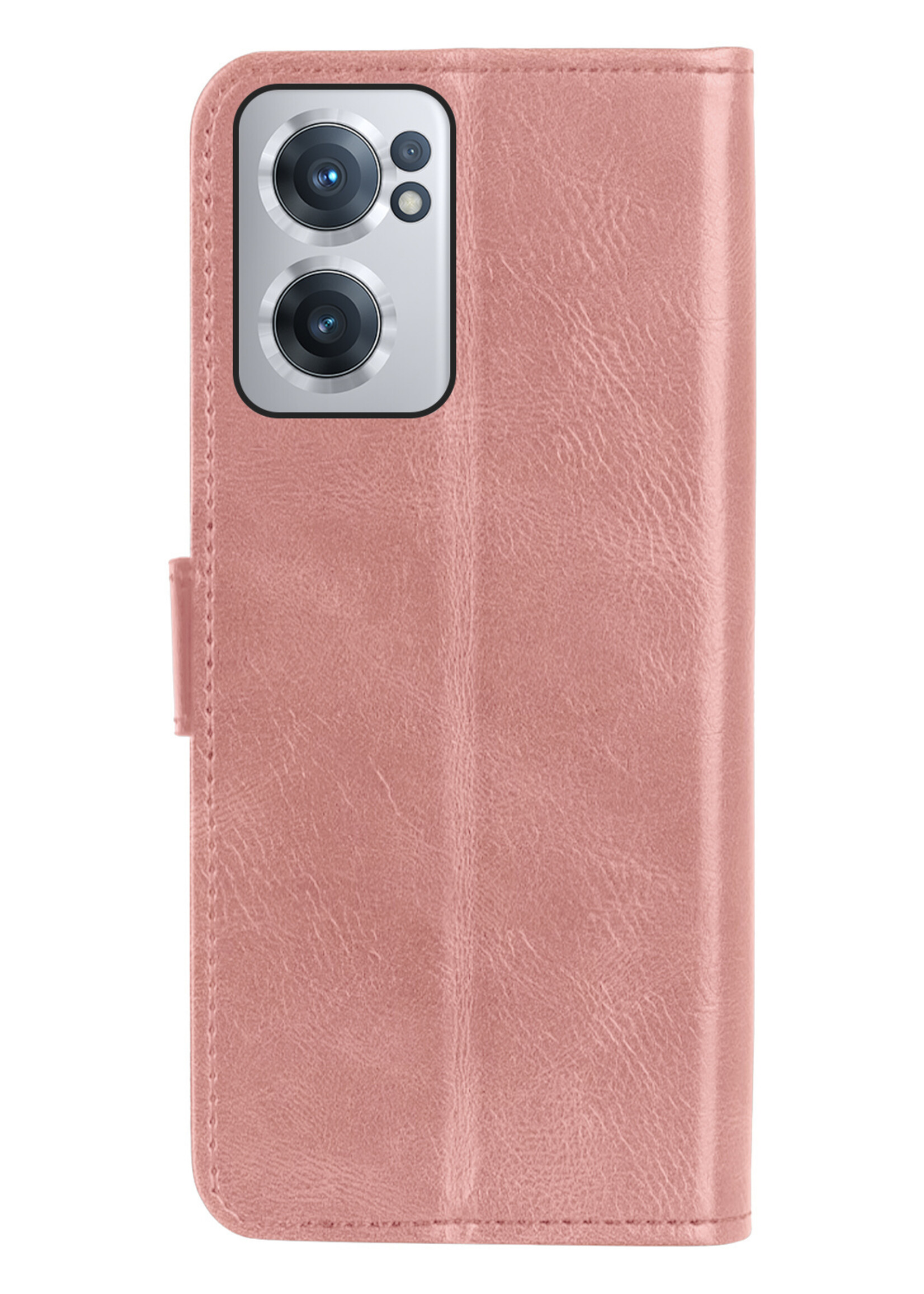 BTH OnePlus Nord CE 2 Hoesje Book Case Hoes Portemonnee Cover Walletcase - OnePlus Nord CE 2 Hoes Bookcase Hoesje - Rose Goud