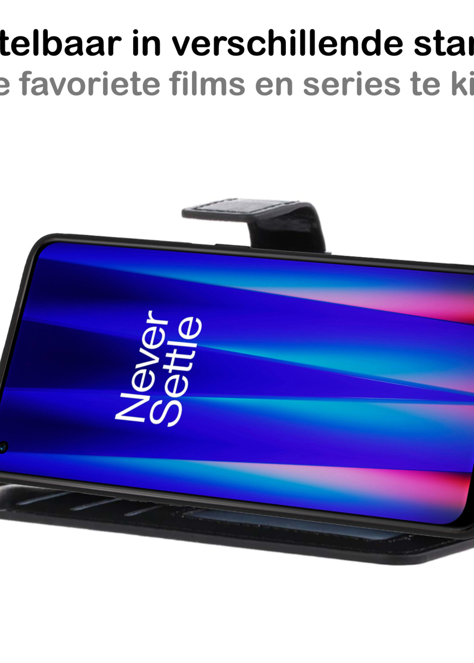 BTH OnePlus Nord CE 2 Hoesje Book Case Hoes Portemonnee Cover Walletcase - OnePlus Nord CE 2 Hoes Bookcase Hoesje - Zwart