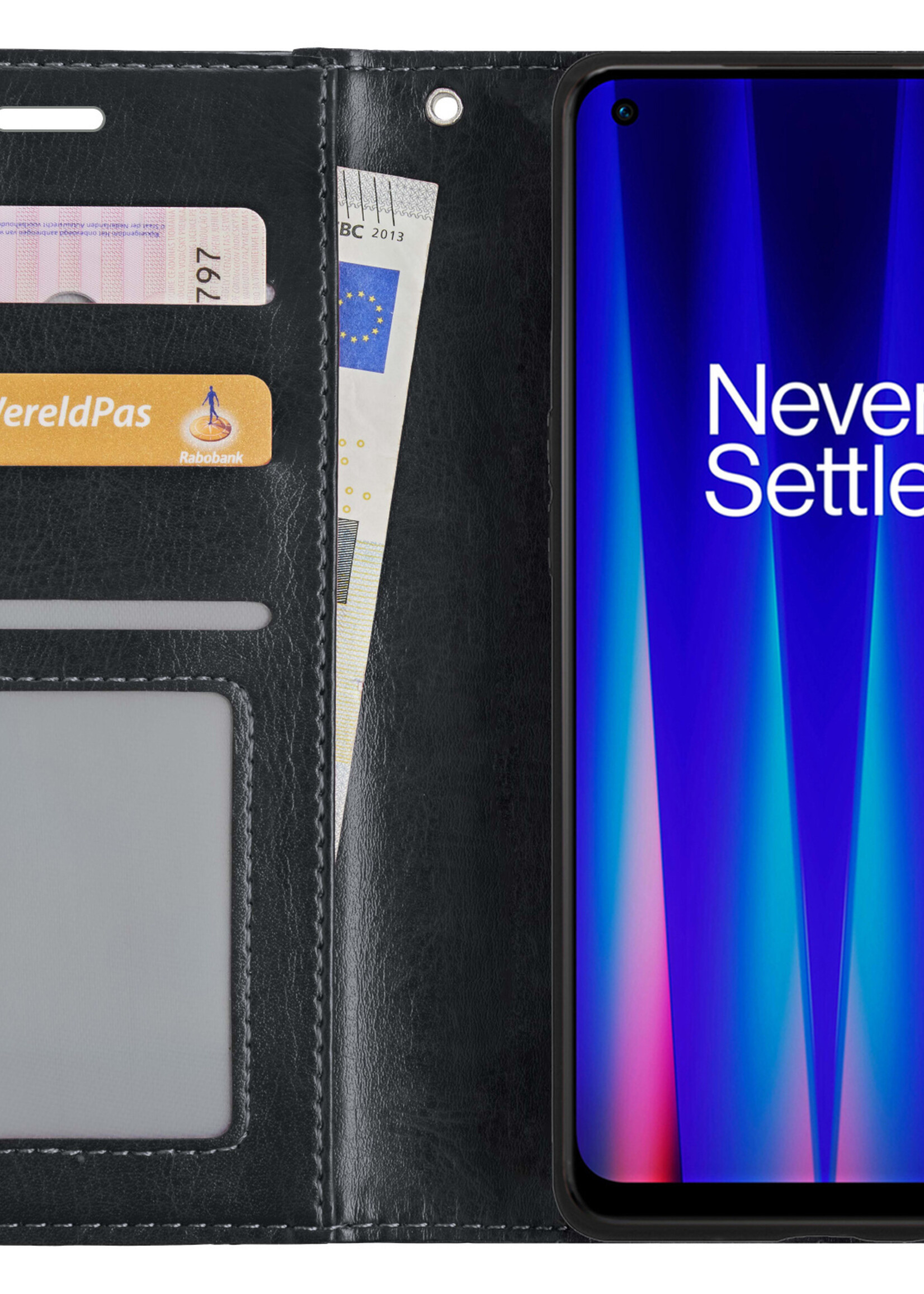 BTH OnePlus Nord CE 2 Hoesje Book Case Hoes Portemonnee Cover Walletcase - OnePlus Nord CE 2 Hoes Bookcase Hoesje - Zwart