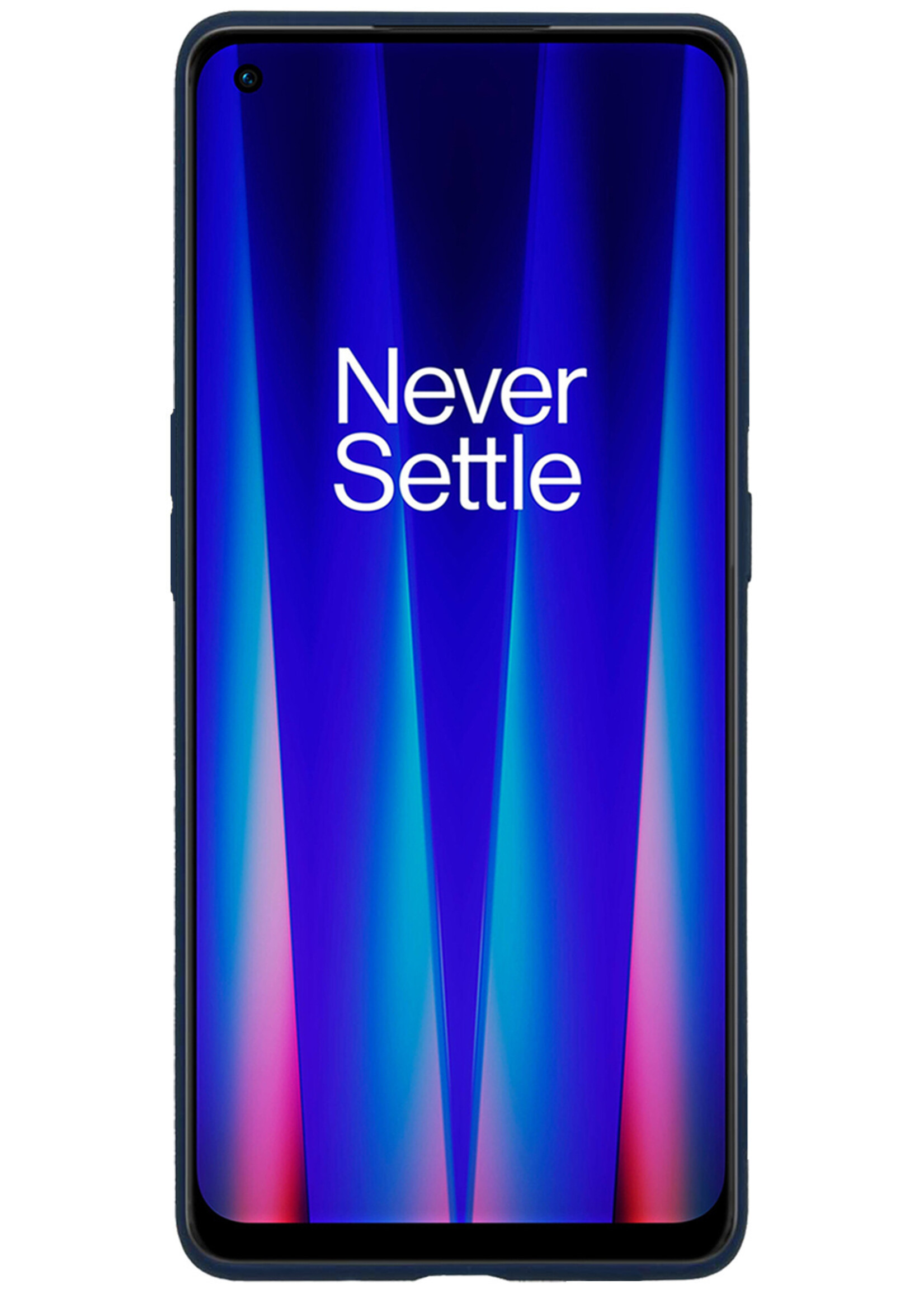 BTH Hoesje Geschikt voor OnePlus Nord CE 2 Hoesje Siliconen Case Hoes Met Screenprotector - Hoes Geschikt voor OnePlus Nord CE 2 Hoes Cover Case - Donkerblauw