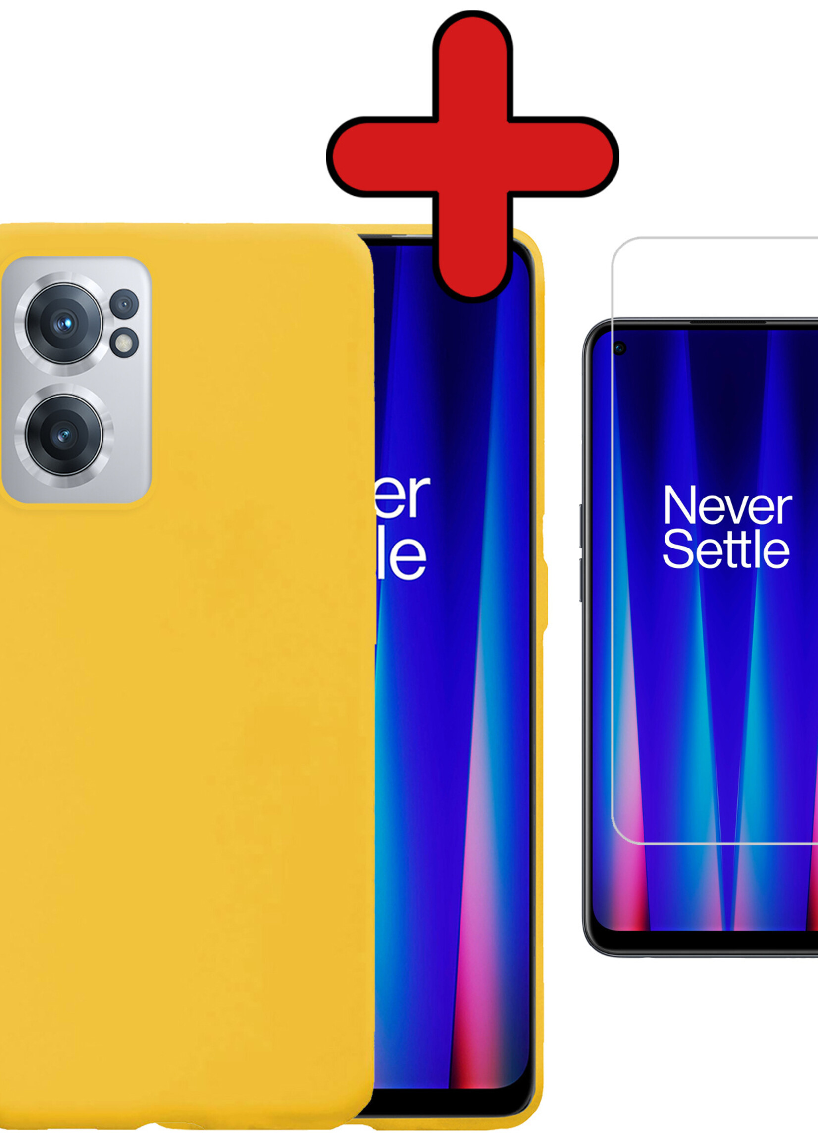 BTH Hoesje Geschikt voor OnePlus Nord CE 2 Hoesje Siliconen Case Hoes Met Screenprotector - Hoes Geschikt voor OnePlus Nord CE 2 Hoes Cover Case - Geel