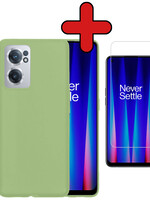 BTH BTH OnePlus Nord CE 2 Hoesje Siliconen Met Screenprotector - Groen
