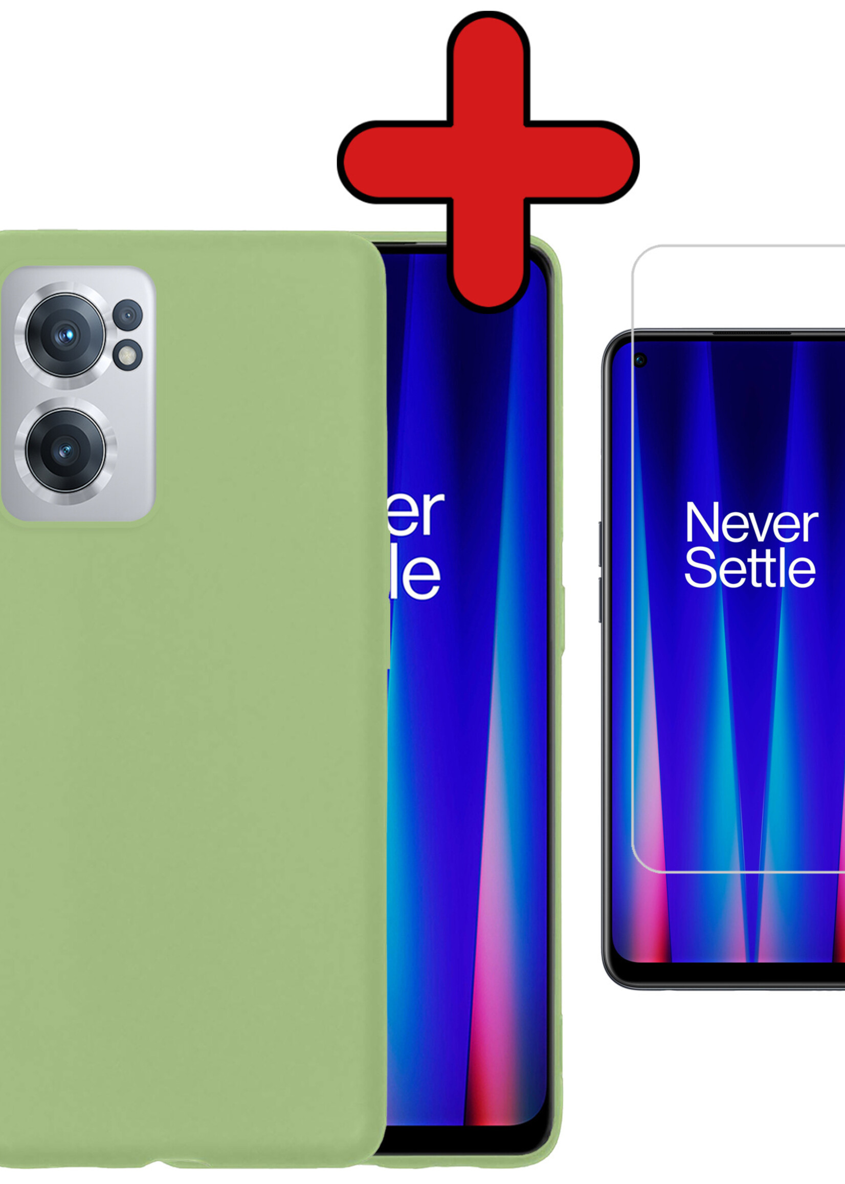 BTH Hoesje Geschikt voor OnePlus Nord CE 2 Hoesje Siliconen Case Hoes Met Screenprotector - Hoes Geschikt voor OnePlus Nord CE 2 Hoes Cover Case - Groen