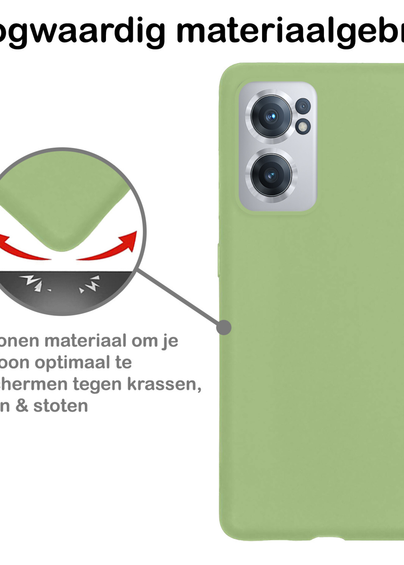 BTH Hoesje Geschikt voor OnePlus Nord CE 2 Hoesje Siliconen Case Hoes Met Screenprotector - Hoes Geschikt voor OnePlus Nord CE 2 Hoes Cover Case - Groen