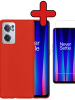 BTH BTH OnePlus Nord CE 2 Hoesje Siliconen Met Screenprotector - Rood