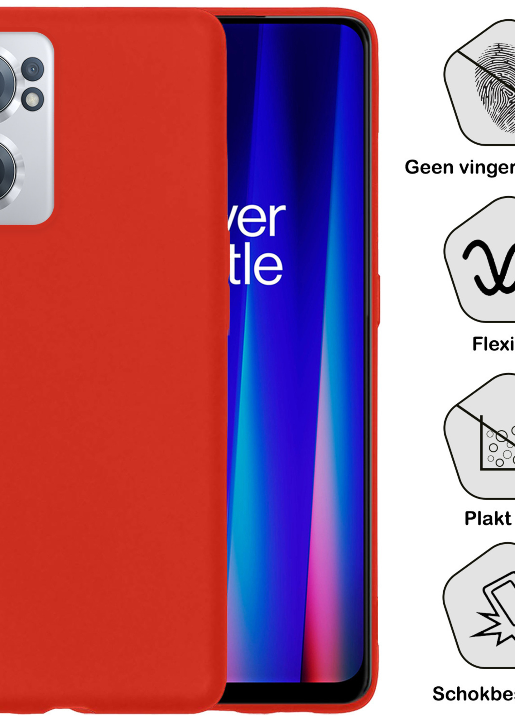 BTH Hoesje Geschikt voor OnePlus Nord CE 2 Hoesje Siliconen Case Hoes Met Screenprotector - Hoes Geschikt voor OnePlus Nord CE 2 Hoes Cover Case - Rood