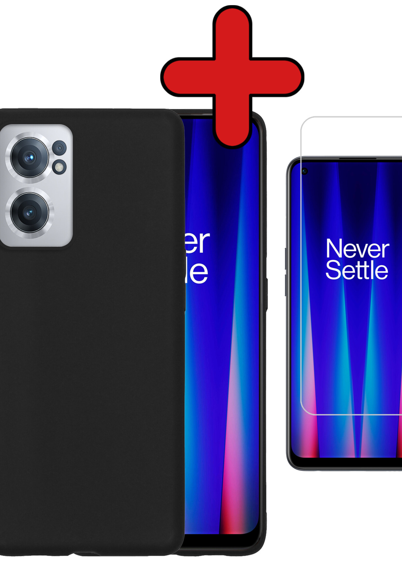 BTH Hoesje Geschikt voor OnePlus Nord CE 2 Hoesje Siliconen Case Hoes Met Screenprotector - Hoes Geschikt voor OnePlus Nord CE 2 Hoes Cover Case - Zwart