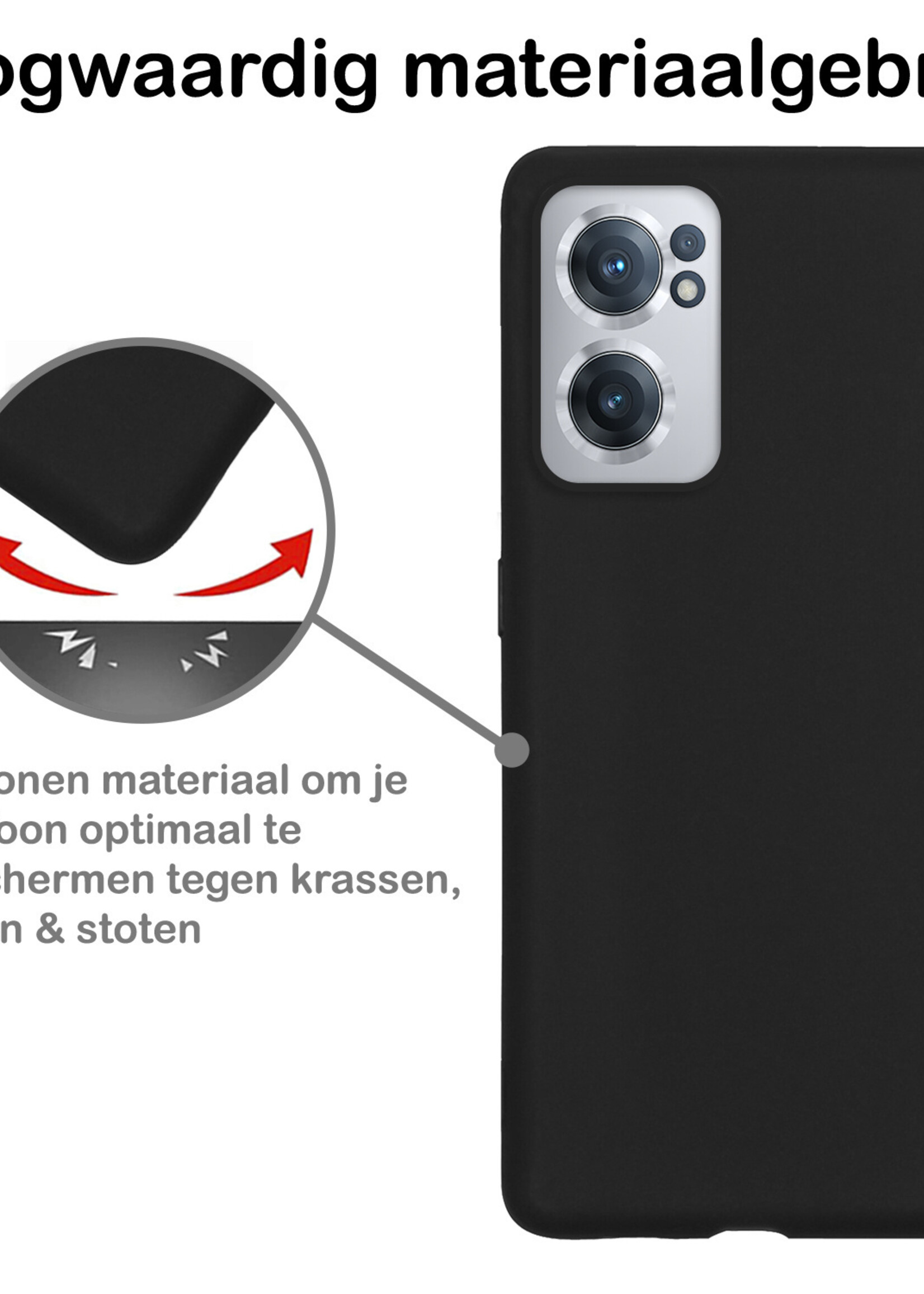 BTH Hoesje Geschikt voor OnePlus Nord CE 2 Hoesje Siliconen Case Hoes Met Screenprotector - Hoes Geschikt voor OnePlus Nord CE 2 Hoes Cover Case - Zwart