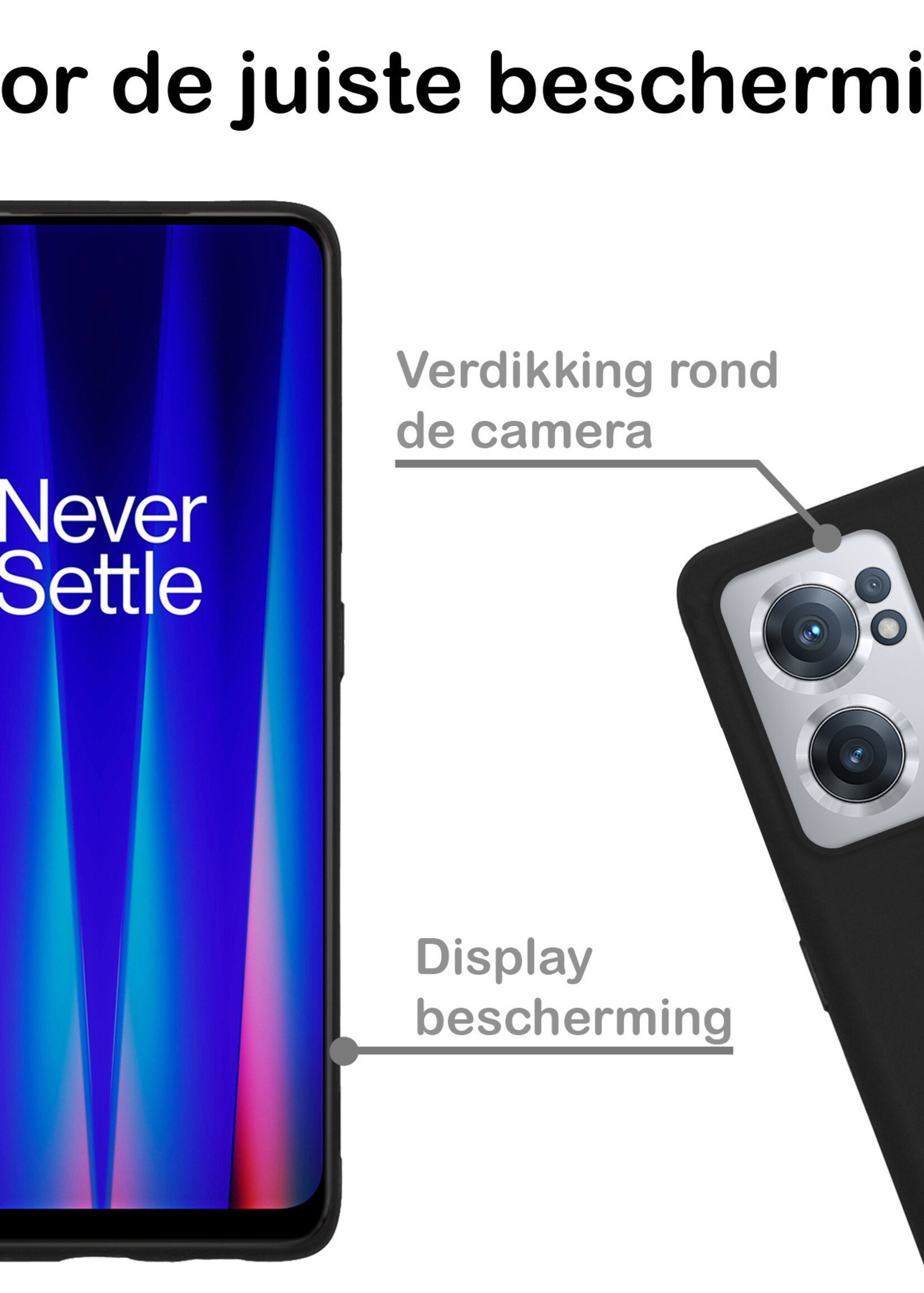 BTH Hoesje Geschikt voor OnePlus Nord CE 2 Hoesje Siliconen Case Hoes Met Screenprotector - Hoes Geschikt voor OnePlus Nord CE 2 Hoes Cover Case - Zwart