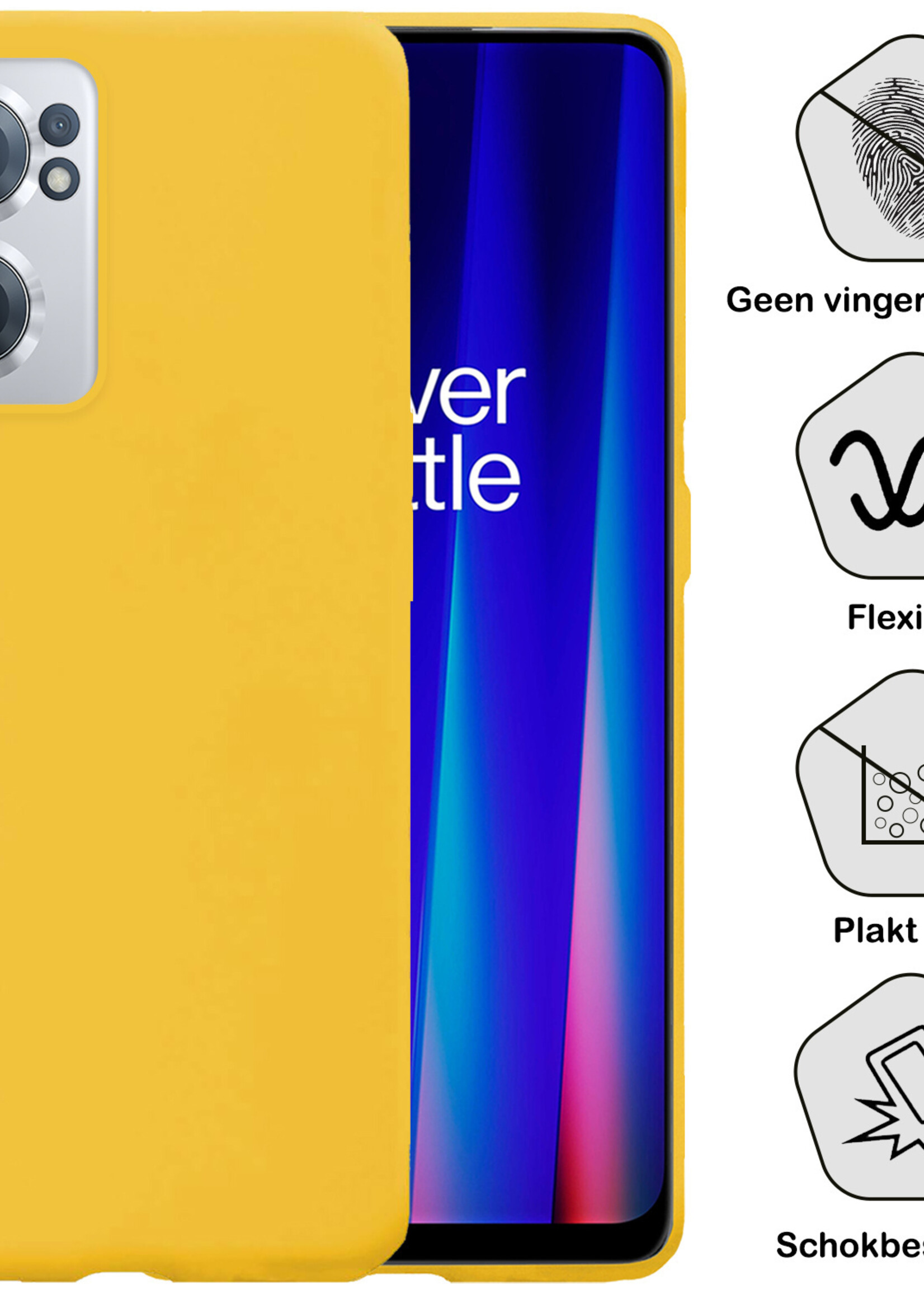BTH Hoesje Geschikt voor OnePlus Nord CE 2 Hoesje Siliconen Case Hoes Met 2x Screenprotector - Hoes Geschikt voor OnePlus Nord CE 2 Hoes Cover Case - Geel