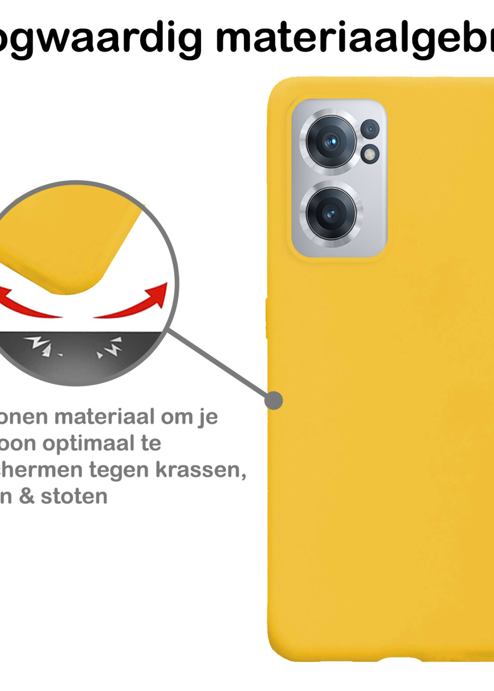 BTH Hoesje Geschikt voor OnePlus Nord CE 2 Hoesje Siliconen Case Hoes Met 2x Screenprotector - Hoes Geschikt voor OnePlus Nord CE 2 Hoes Cover Case - Geel