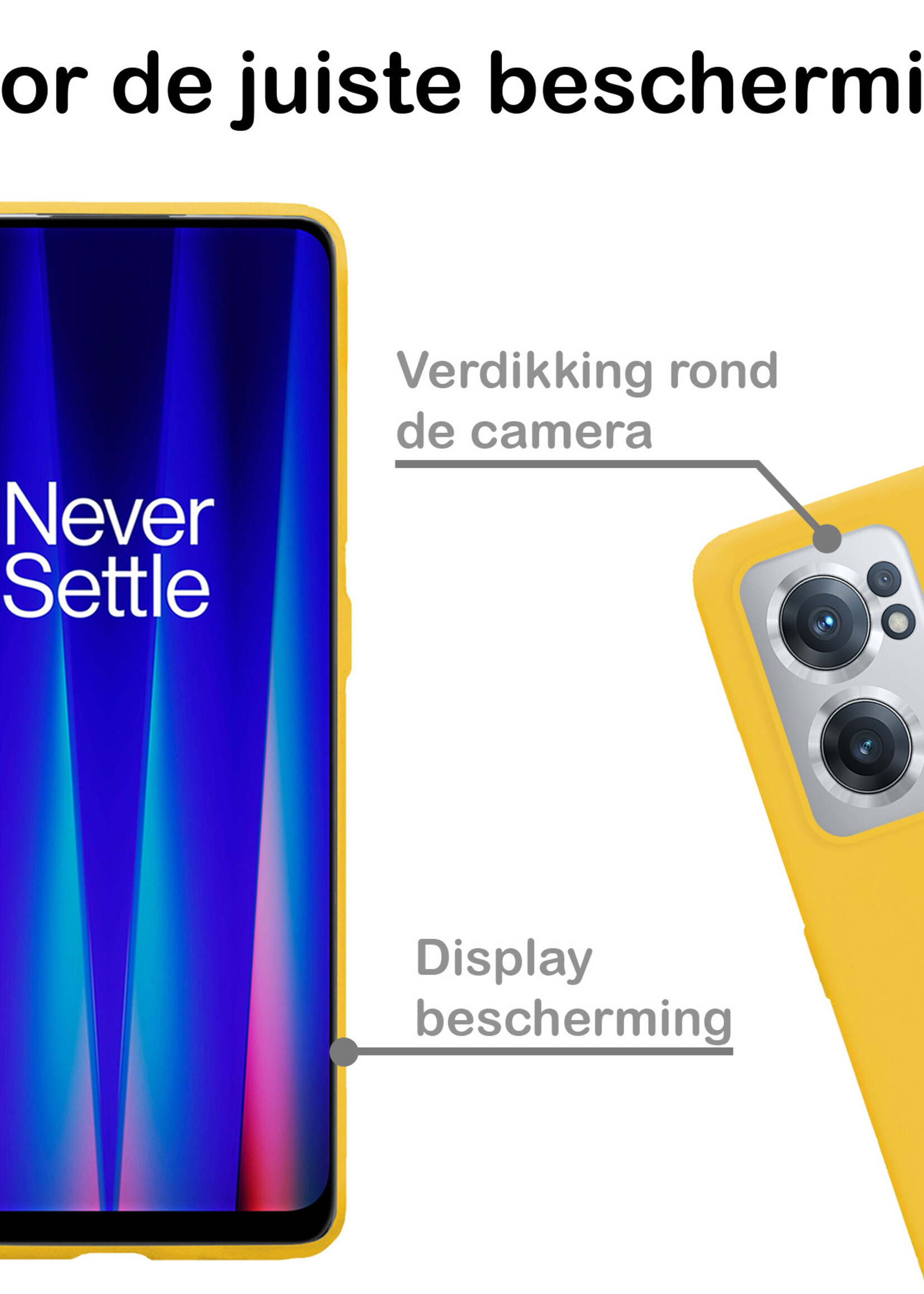 BTH Hoesje Geschikt voor OnePlus Nord CE 2 Hoesje Siliconen Case Hoes Met 2x Screenprotector - Hoes Geschikt voor OnePlus Nord CE 2 Hoes Cover Case - Geel