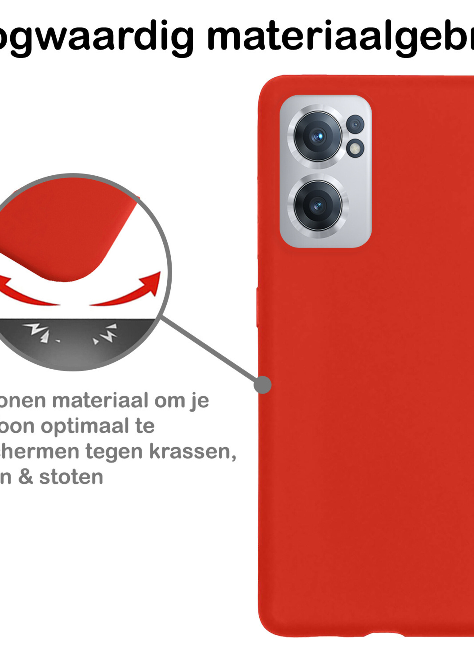 BTH Hoesje Geschikt voor OnePlus Nord CE 2 Hoesje Siliconen Case Hoes Met 2x Screenprotector - Hoes Geschikt voor OnePlus Nord CE 2 Hoes Cover Case - Rood