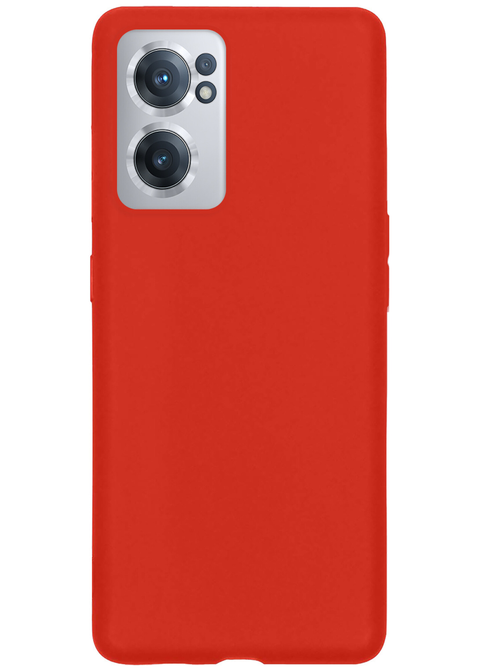 BTH Hoesje Geschikt voor OnePlus Nord CE 2 Hoesje Siliconen Case Hoes Met 2x Screenprotector - Hoes Geschikt voor OnePlus Nord CE 2 Hoes Cover Case - Rood