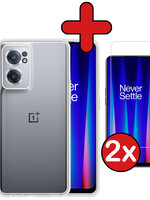 BTH BTH OnePlus Nord CE 2 Hoesje Siliconen Met 2x Screenprotector - Transparant