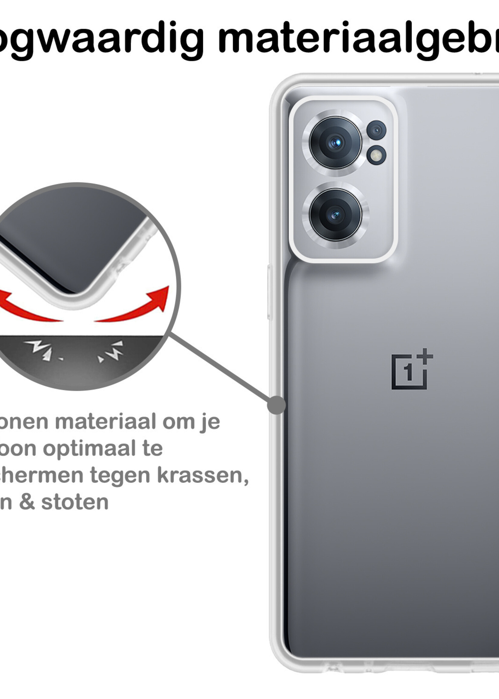 BTH Hoesje Geschikt voor OnePlus Nord CE 2 Hoesje Siliconen Case Hoes Met 2x Screenprotector - Hoes Geschikt voor OnePlus Nord CE 2 Hoes Cover Case - Transparant
