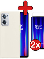 BTH BTH OnePlus Nord CE 2 Hoesje Siliconen Met 2x Screenprotector - Wit