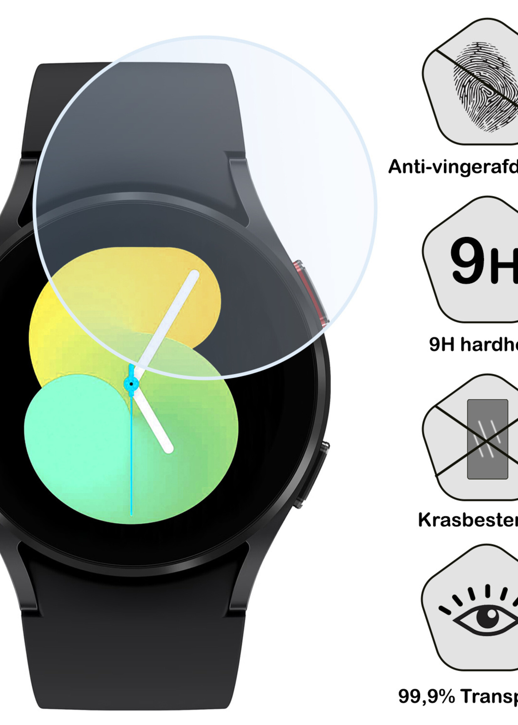 BTH Screenprotector Geschikt voor Samsung Watch 5 40 mm Screenprotector Glas Gehard Screen Cover - Screen Protector Geschikt voor Samsung Galaxy Watch 5 (40 mm) Screenprotector Tempered Glass - 3 PACK