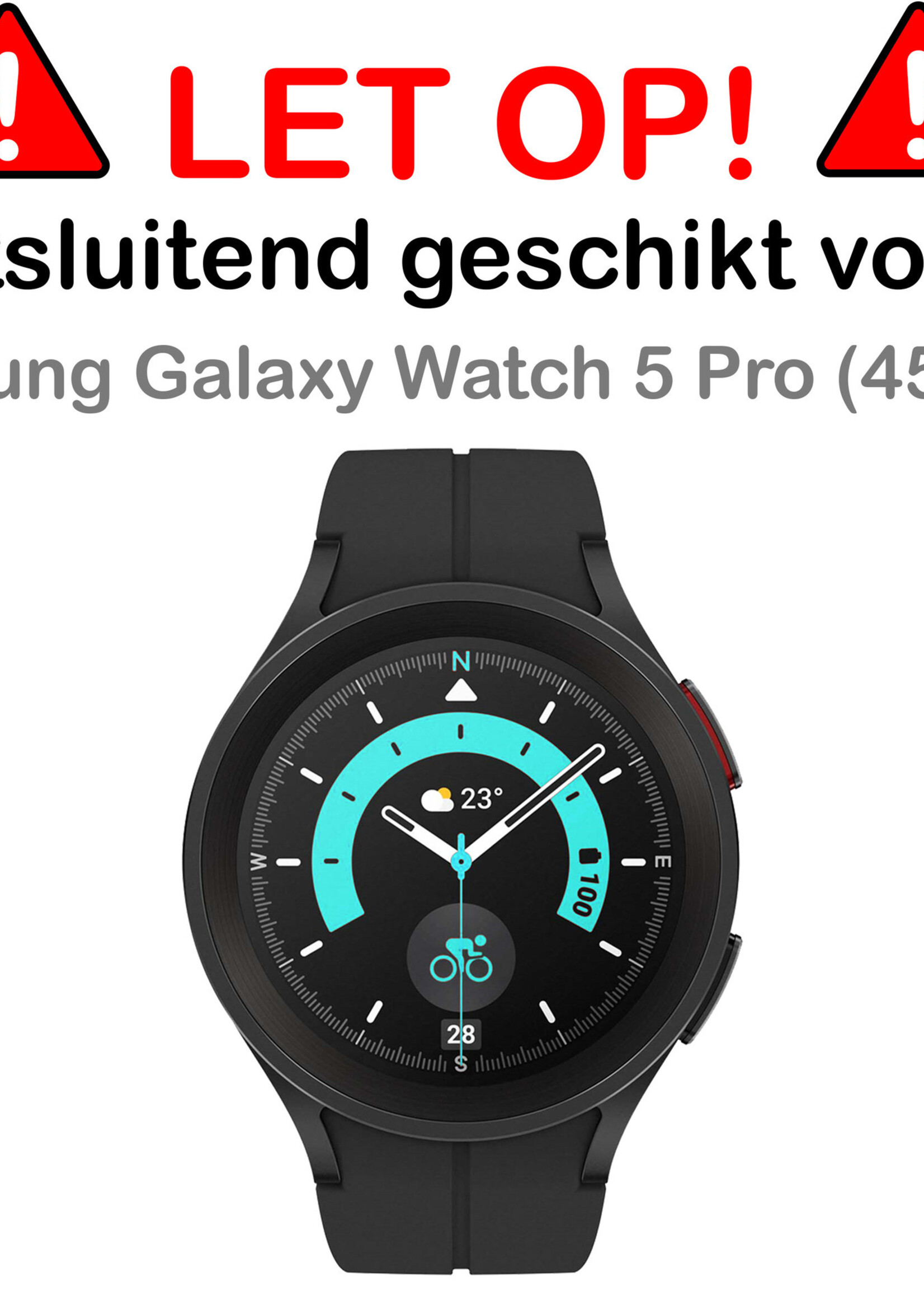 BTH Samsung Galaxy Watch5 Pro 45 mm Screenprotector Glas Gehard Screen Protector Screen Cover - Samsung Galaxy Watch5 Pro 45 mm Screenprotector Tempered Glass