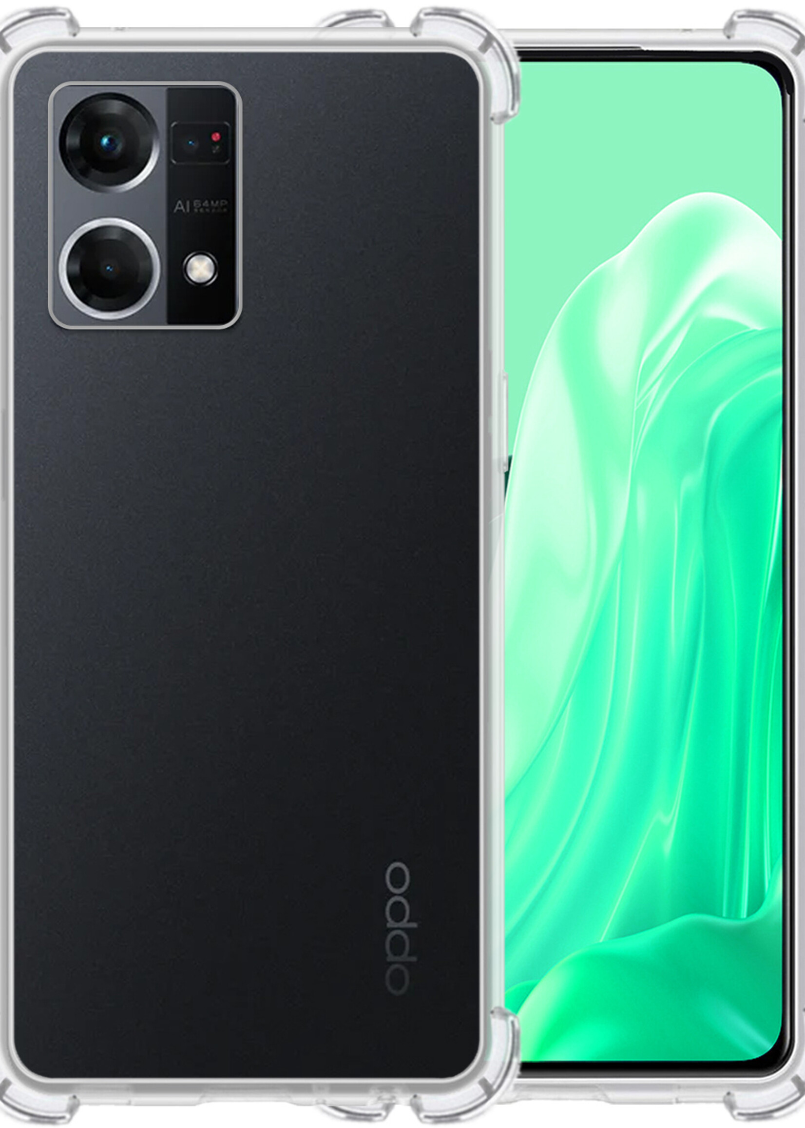 BTH Oppo Reno7 Hoesje Siliconen Shock Proof Case Hoes Transparant - Oppo Reno7 Hoes Cover Case Shockproof