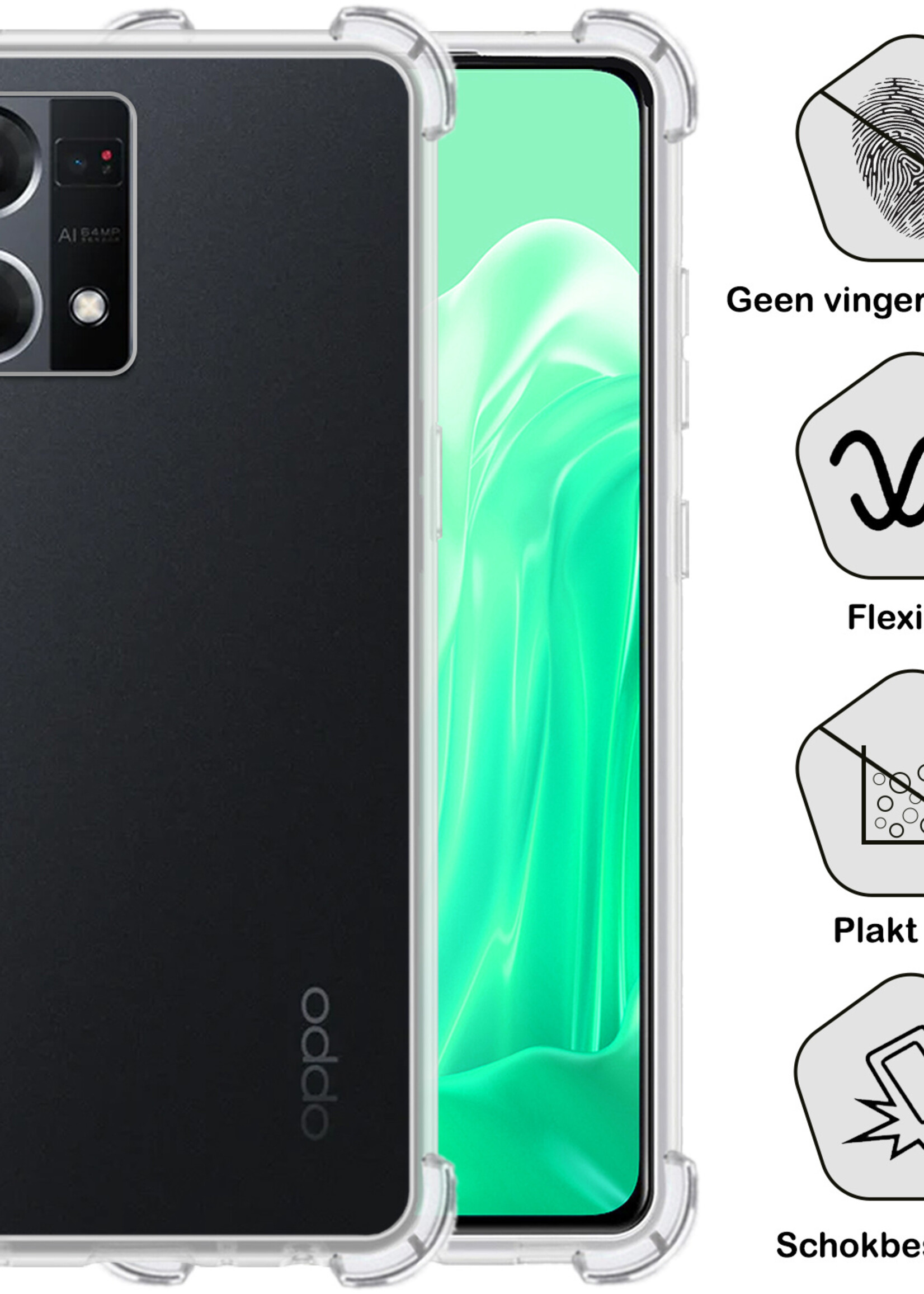 BTH Oppo Reno7 Hoesje Siliconen Shock Proof Case Hoes Transparant - Oppo Reno7 Hoes Cover Case Shockproof