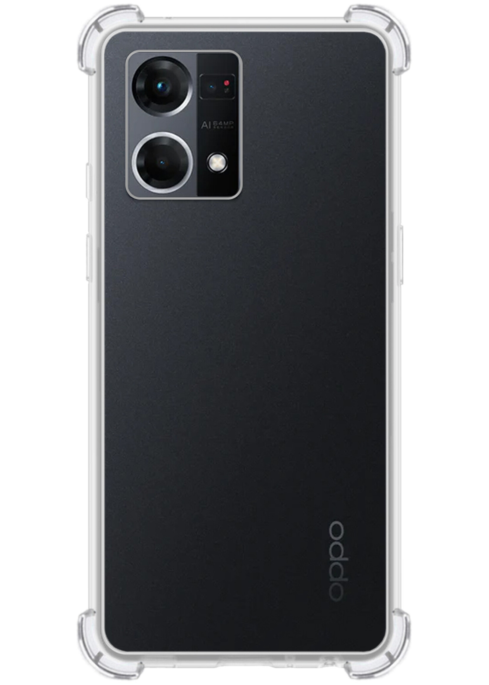 BTH Oppo Reno7 Hoesje Siliconen Shock Proof Case Hoes Transparant - Oppo Reno7 Hoes Cover Case Shockproof