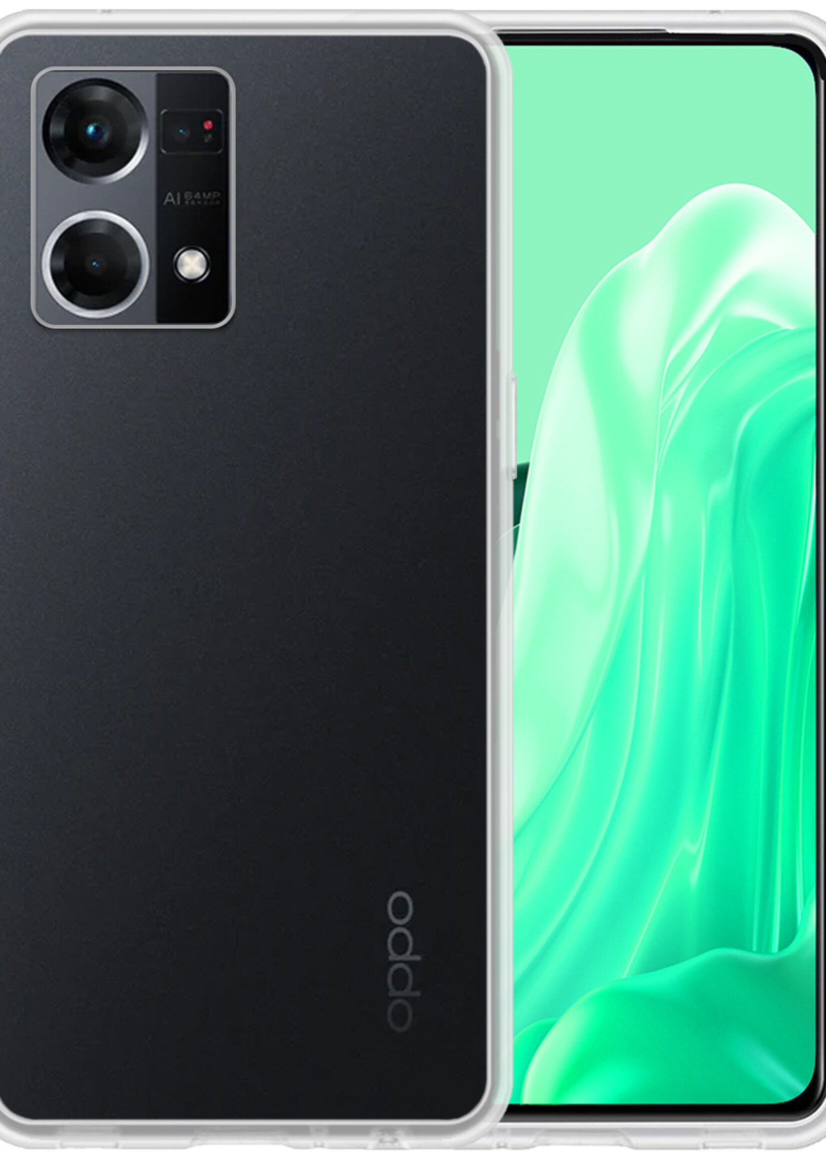 BTH Oppo Reno7 Hoesje Siliconen Case Cover - Oppo Reno7 Hoesje Cover Hoes Siliconen - Transparant