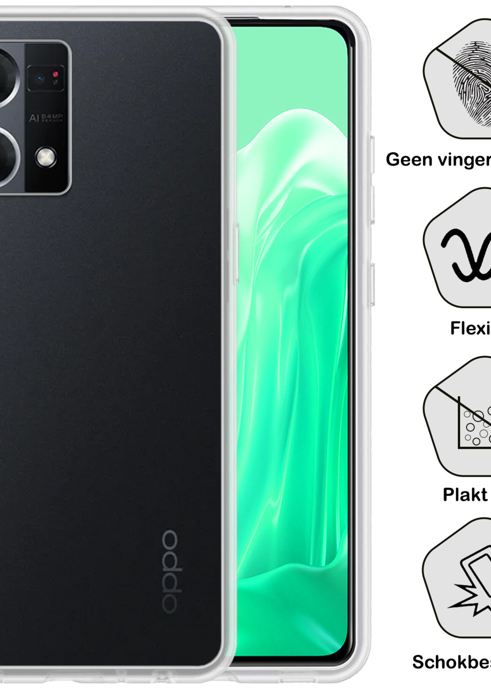 BTH Oppo Reno7 Hoesje Siliconen Case Cover - Oppo Reno7 Hoesje Cover Hoes Siliconen - Transparant