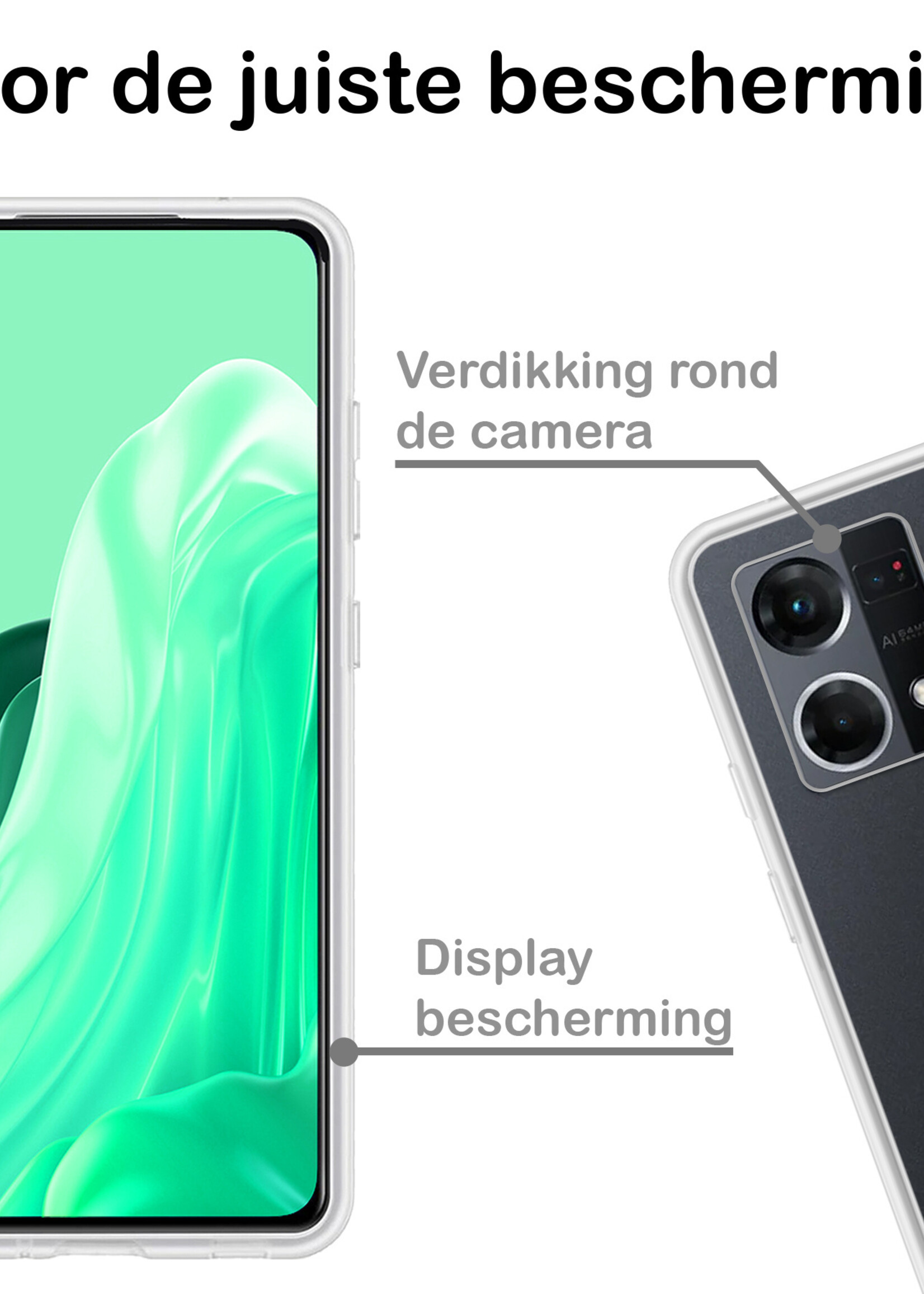 BTH Oppo Reno7 Hoesje Siliconen Case Cover - Oppo Reno7 Hoesje Cover Hoes Siliconen - Transparant