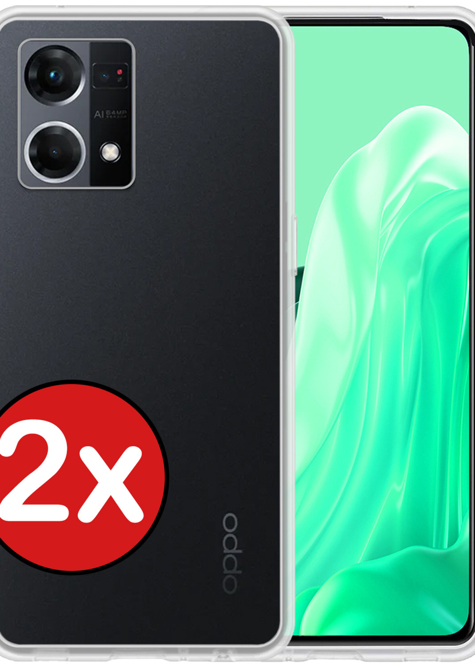BTH Hoesje Geschikt voor OPPO Reno 7 Hoesje Siliconen Case Hoes - Hoes Geschikt voor OPPO Reno 7 Hoes Cover Case - Transparant - 2 PACK