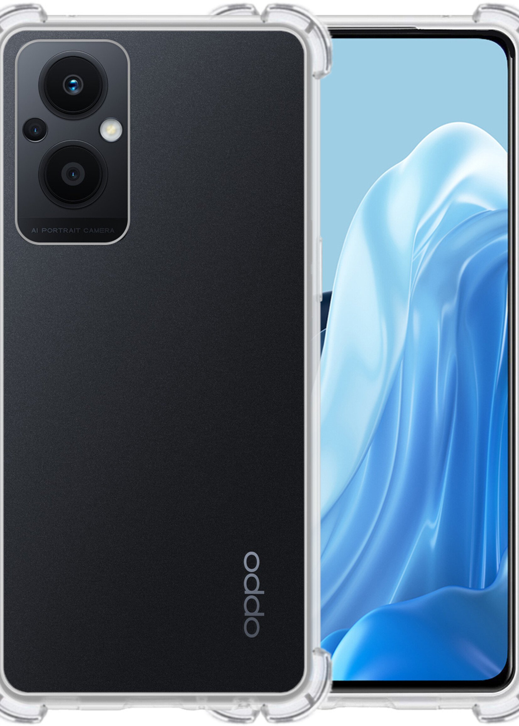 BTH Oppo Reno8 Lite Hoesje Siliconen Shock Proof Case Hoes Transparant - Oppo Reno8 Lite Hoes Cover Case Shockproof