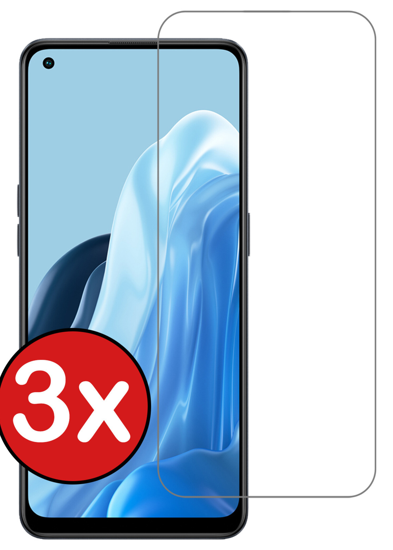BTH Screenprotector Geschikt voor OPPO Reno 8 Lite Screenprotector Glas Gehard Tempered Glass - Screenprotector Geschikt voor OPPO Reno 8 Lite Screen Protector Screen Cover - 3 PACK