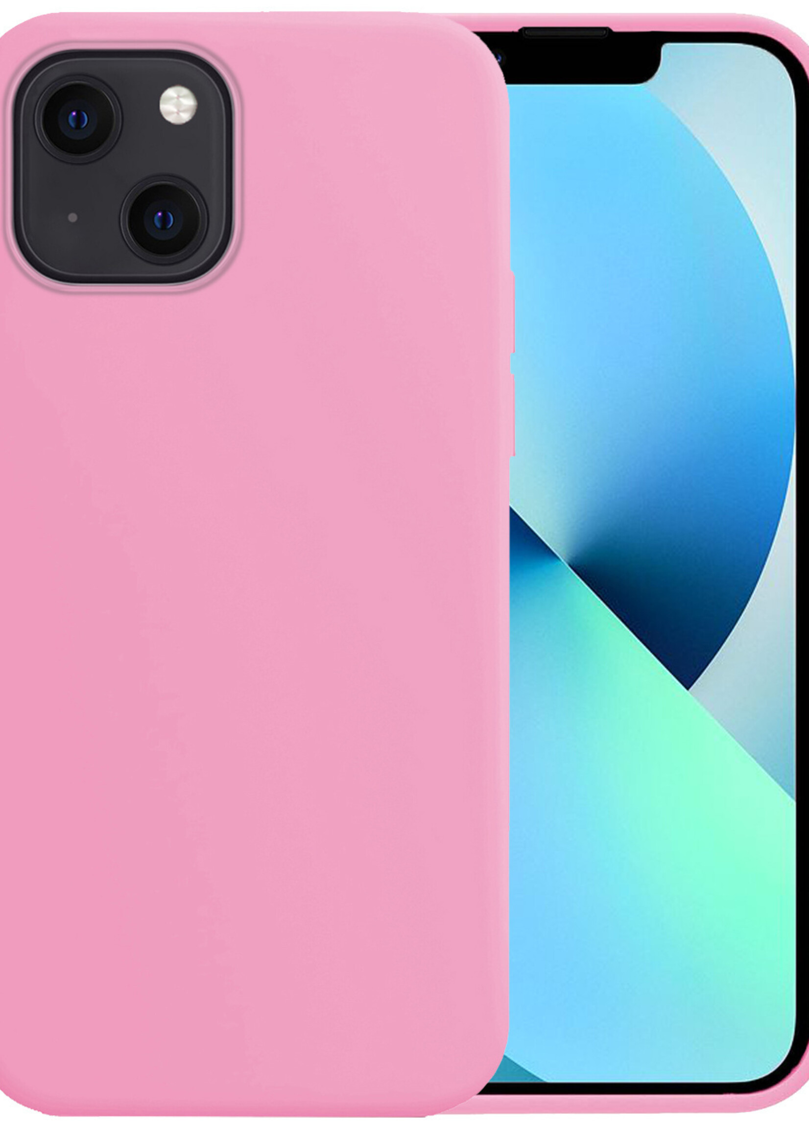 BTH Hoes voor iPhone 14 Hoesje Siliconen Case Cover - Hoes voor iPhone 14 Hoesje Cover Hoes Siliconen - Licht Roze