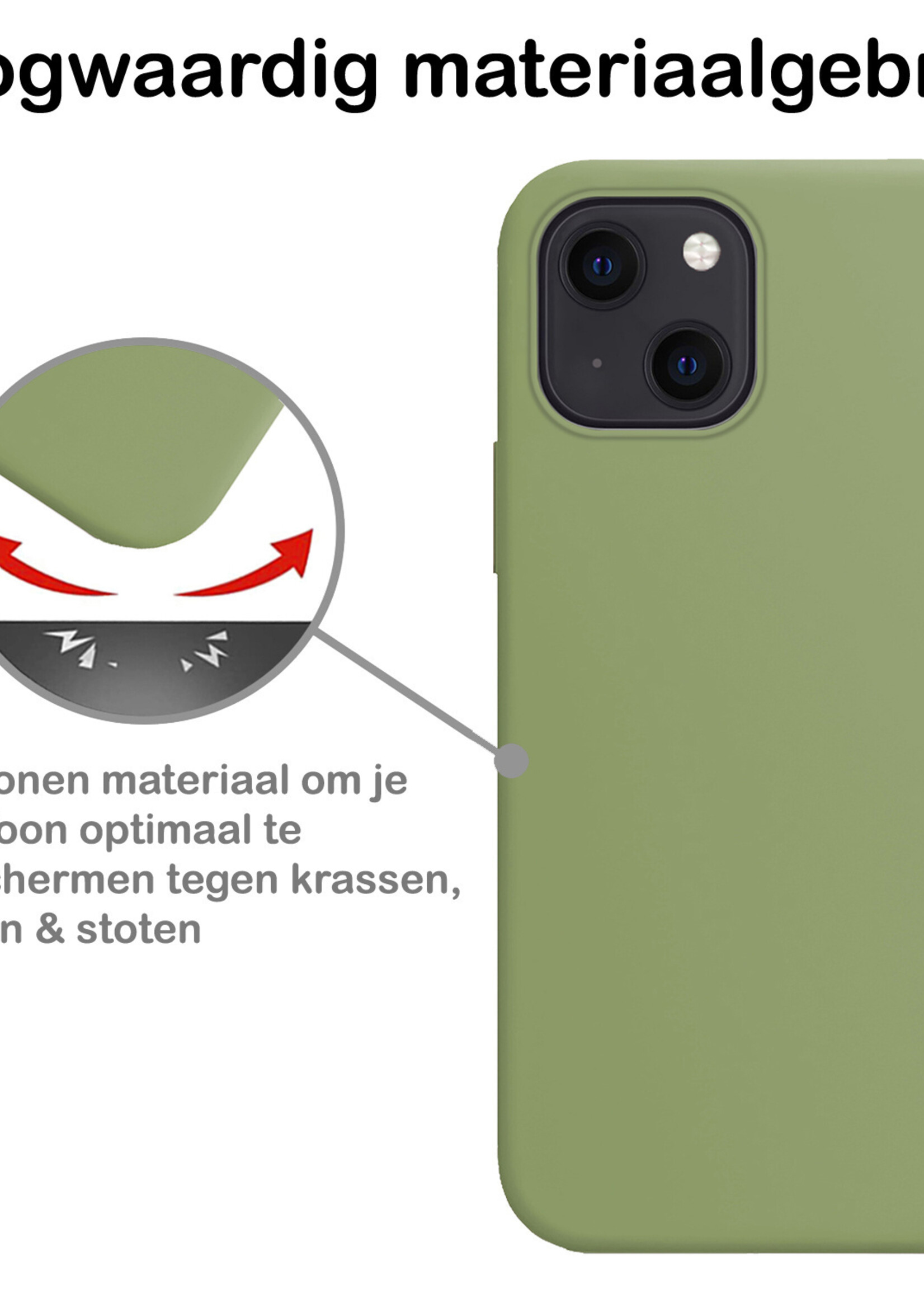 BTH Hoesje Geschikt voor iPhone 14 Hoesje Siliconen Case Hoes - Hoes Geschikt voor iPhone 14 Hoes Cover Case - Groen - 2 PACK