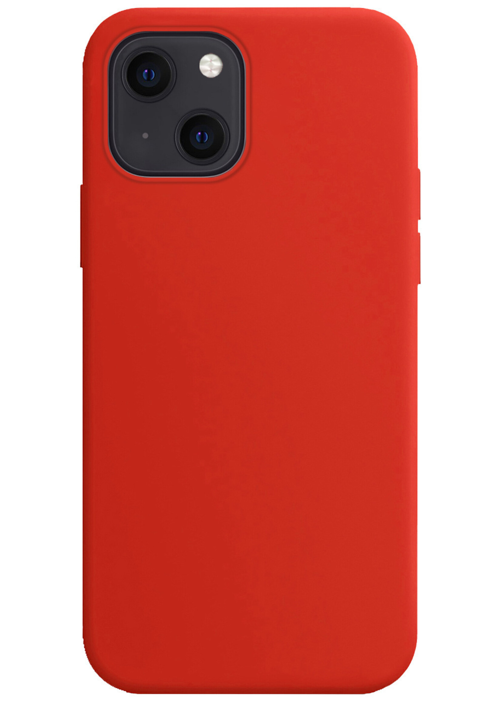BTH Hoesje Geschikt voor iPhone 14 Hoesje Siliconen Case Hoes - Hoes Geschikt voor iPhone 14 Hoes Cover Case - Rood - 2 PACK