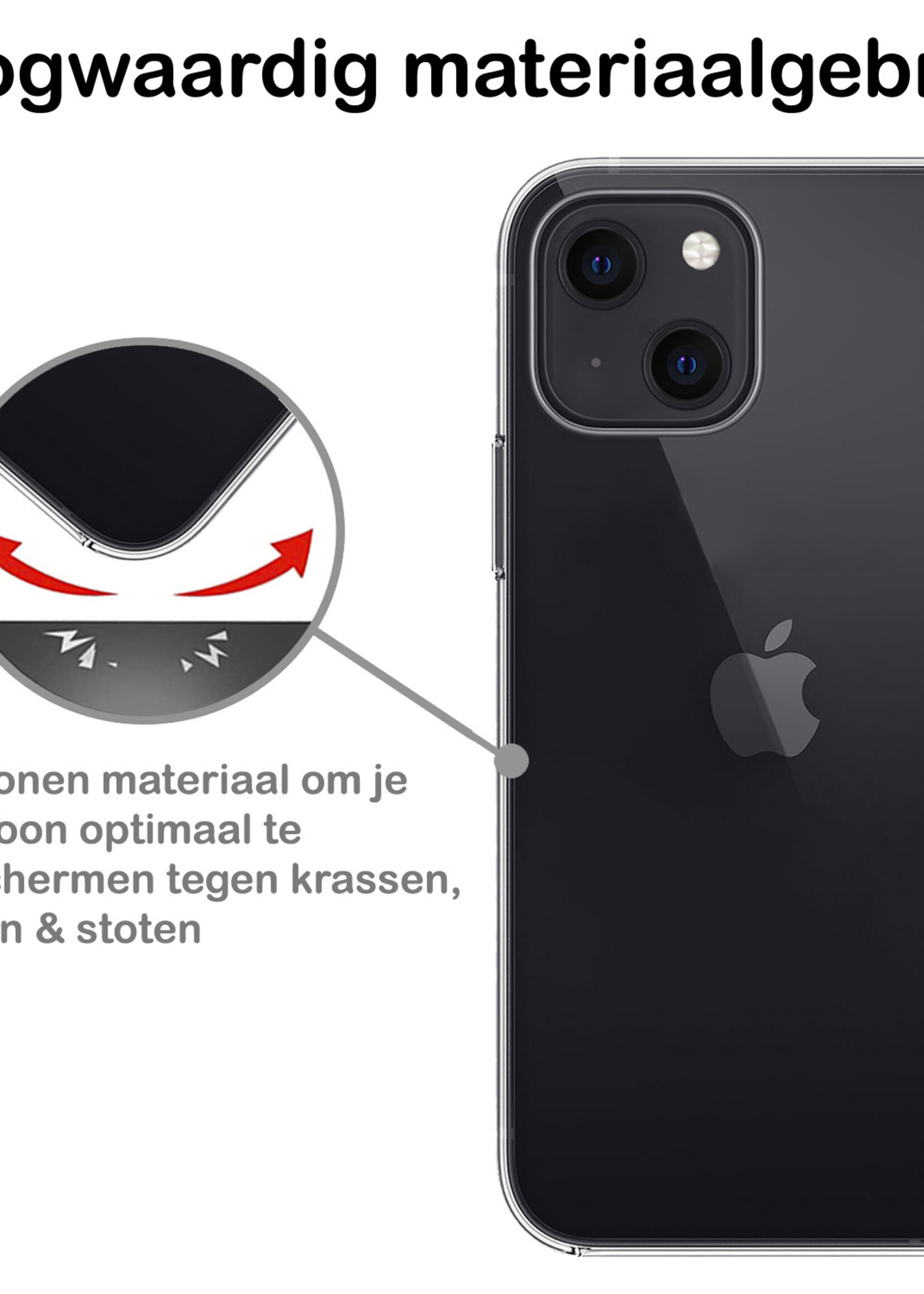 BTH Hoesje Geschikt voor iPhone 14 Hoesje Siliconen Case Hoes - Hoes Geschikt voor iPhone 14 Hoes Cover Case - Transparant - 2 PACK