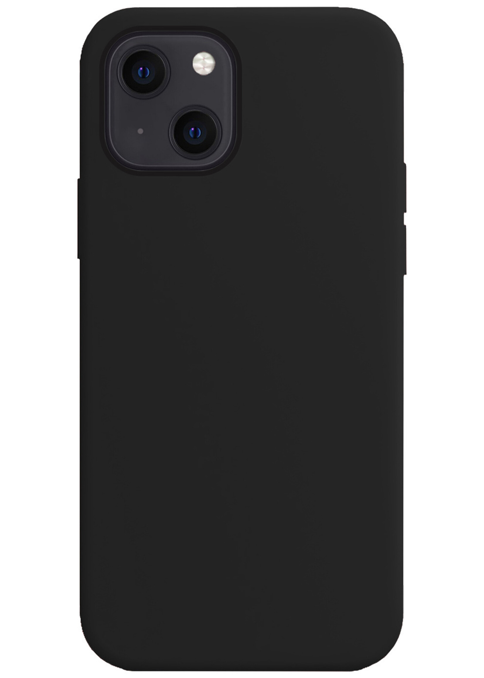 BTH Hoesje Geschikt voor iPhone 14 Hoesje Siliconen Case Hoes - Hoes Geschikt voor iPhone 14 Hoes Cover Case - Zwart - 2 PACK