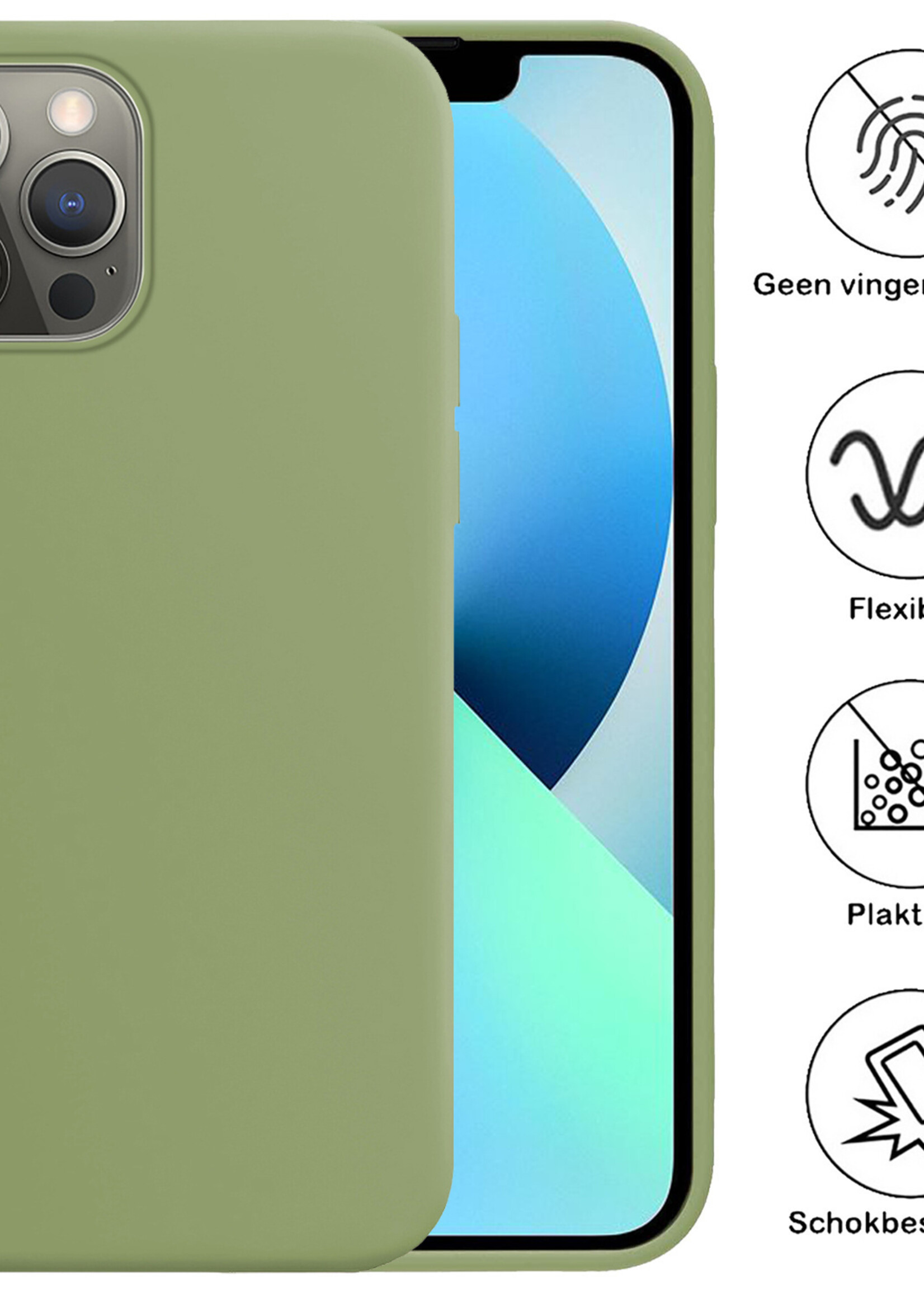 BTH Hoesje Geschikt voor iPhone 14 Pro Hoesje Siliconen Case Hoes - Hoes Geschikt voor iPhone 14 Pro Hoes Cover Case - Groen - 2 PACK