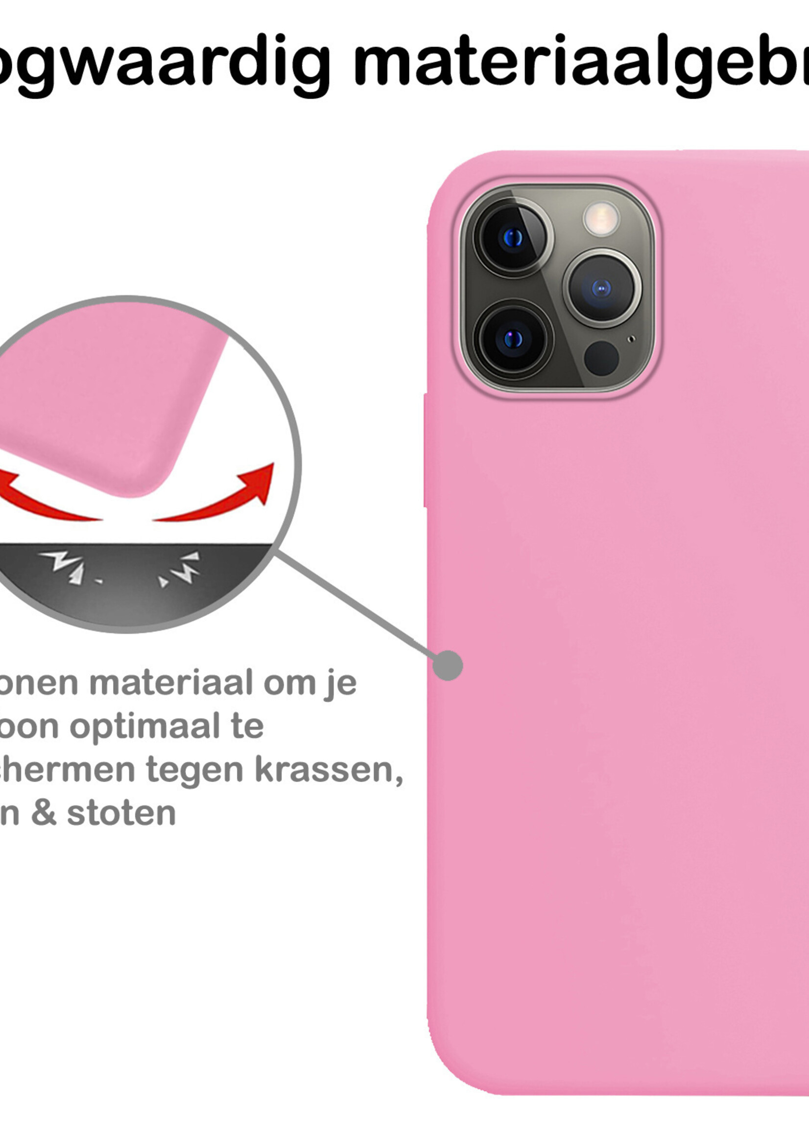 BTH Hoesje Geschikt voor iPhone 14 Pro Hoesje Siliconen Case Hoes - Hoes Geschikt voor iPhone 14 Pro Hoes Cover Case - Lichtroze - 2 PACK