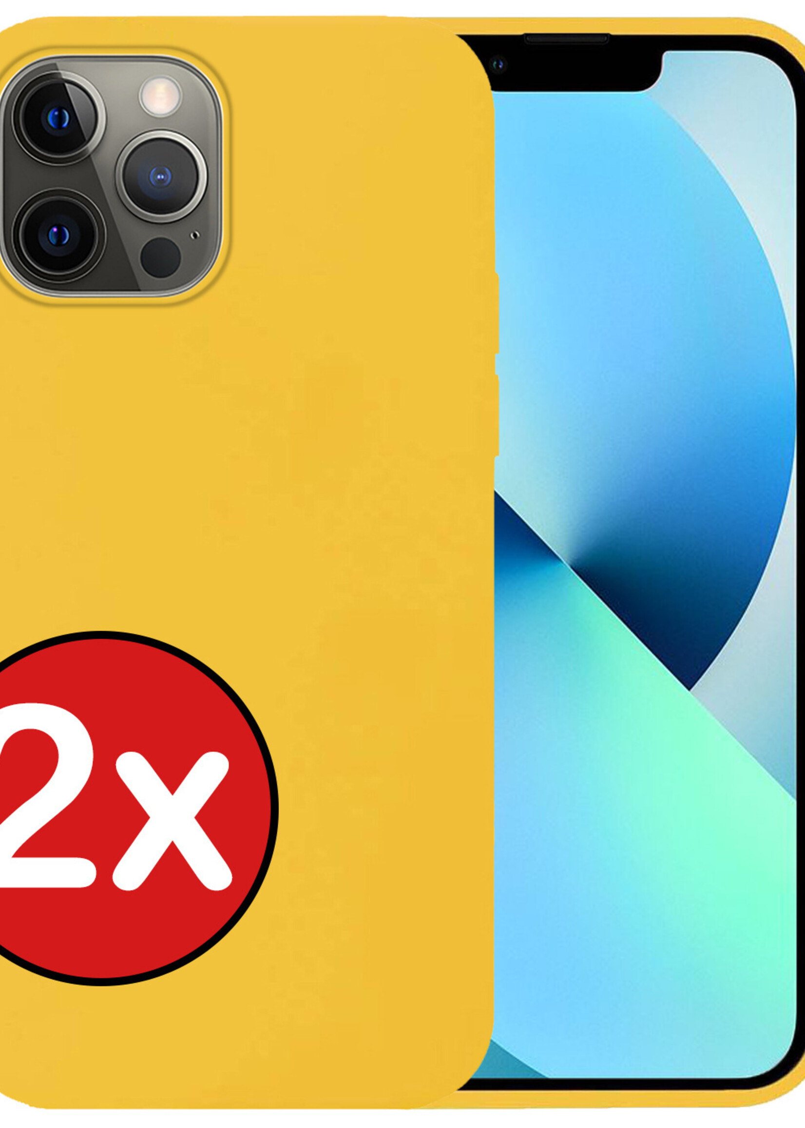 BTH Hoesje Geschikt voor iPhone 14 Pro Max Hoesje Siliconen Case Hoes - Hoes Geschikt voor iPhone 14 Pro Max Hoes Cover Case - Geel - 2 PACK