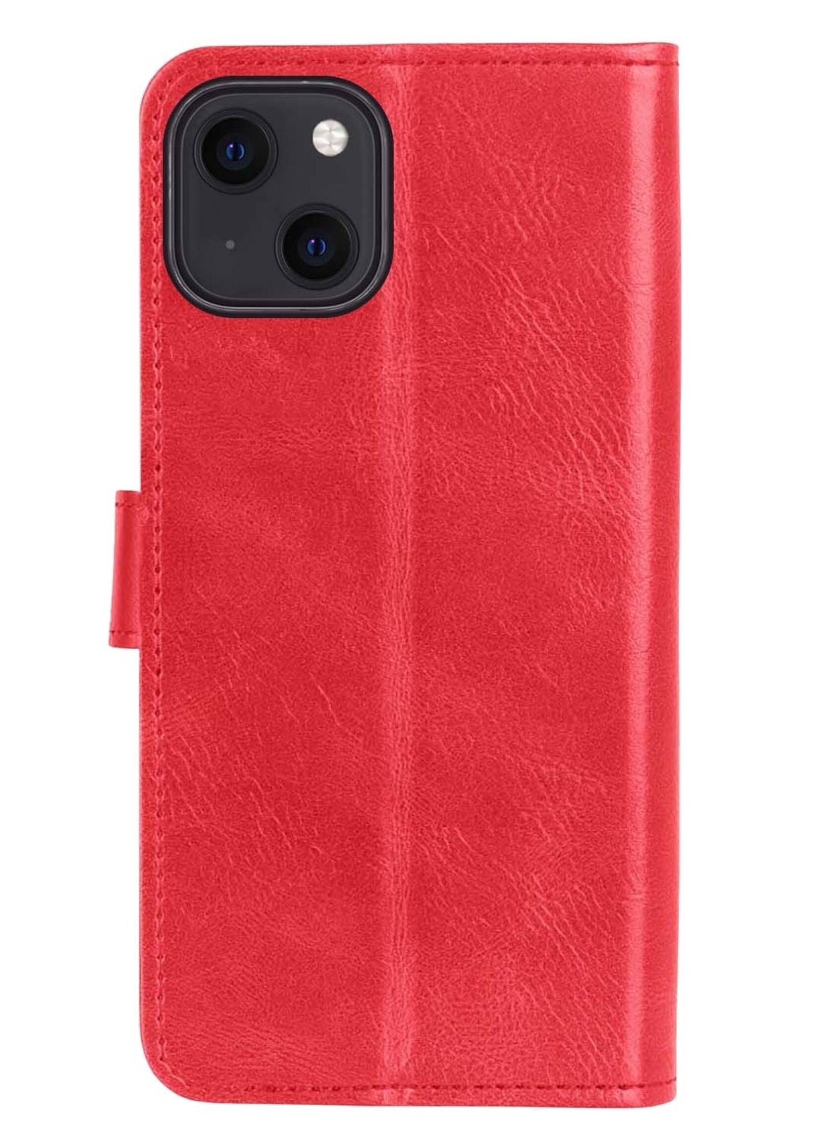 BTH Hoes voor iPhone 14 Plus Hoesje Book Case Hoes Portemonnee Cover Walletcase - Hoes voor iPhone 14 Plus Hoes Bookcase Hoesje - Rood