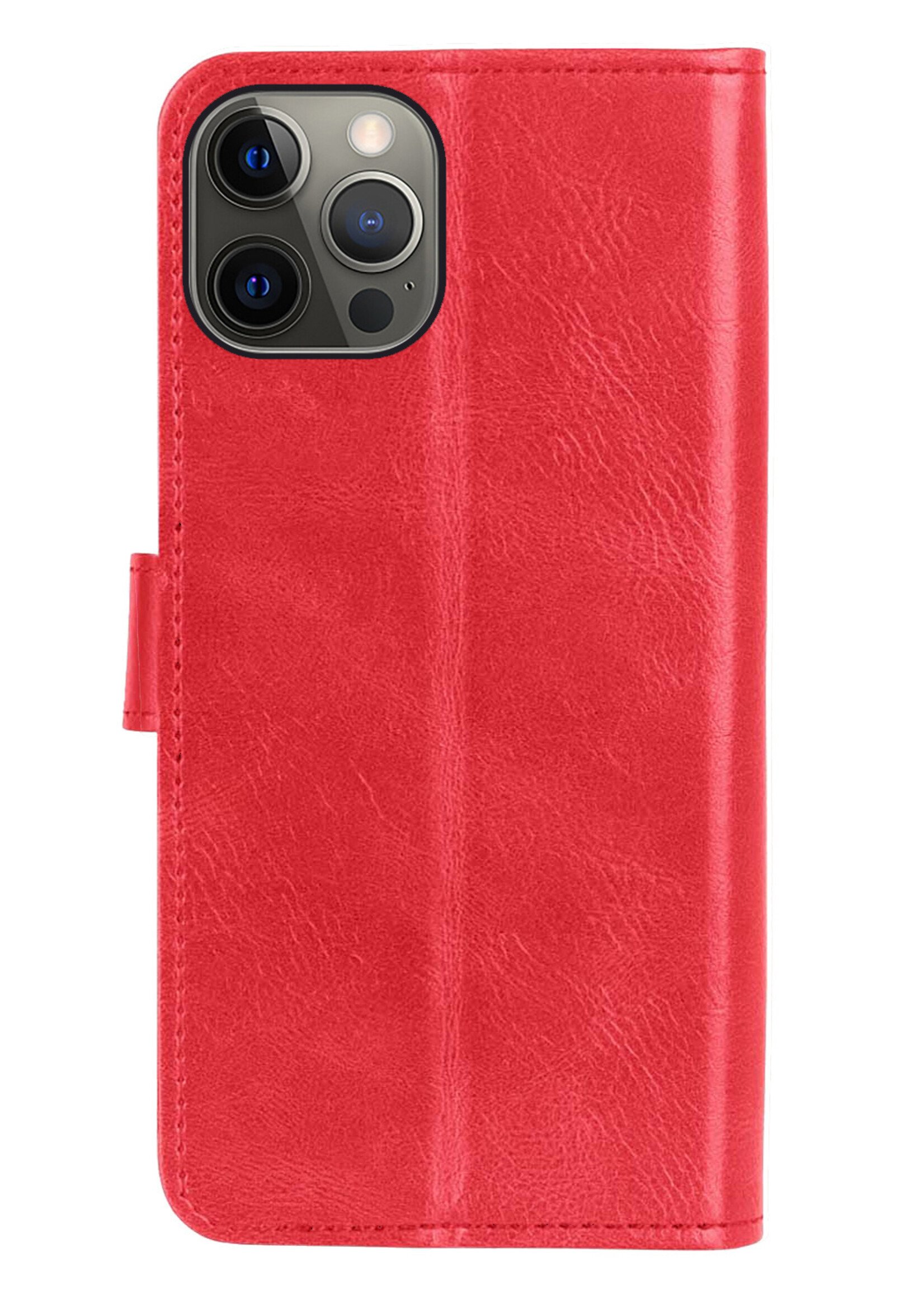 BTH Hoes voor iPhone 14 Pro Hoesje Book Case Hoes Portemonnee Cover Walletcase - Hoes voor iPhone 14 Pro Hoes Bookcase Hoesje - Rood