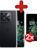 BTH BTH OnePlus 10T Hoesje Siliconen Met 2x Screenprotector - Transparant