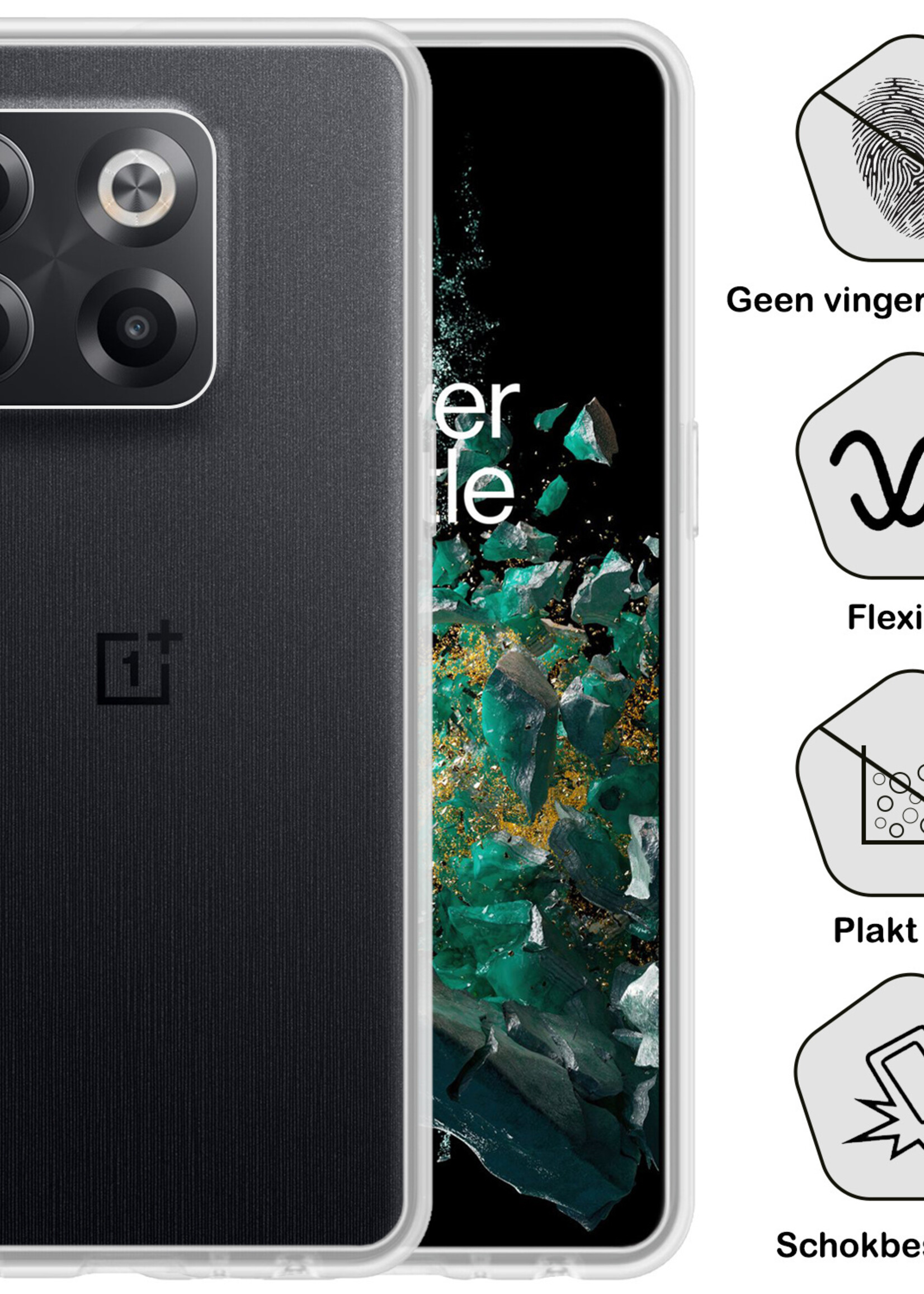 BTH Hoesje Geschikt voor OnePlus 10T Hoesje Siliconen Case Hoes Met 2x Screenprotector - Hoes Geschikt voor OnePlus 10T Hoes Cover Case - Transparant