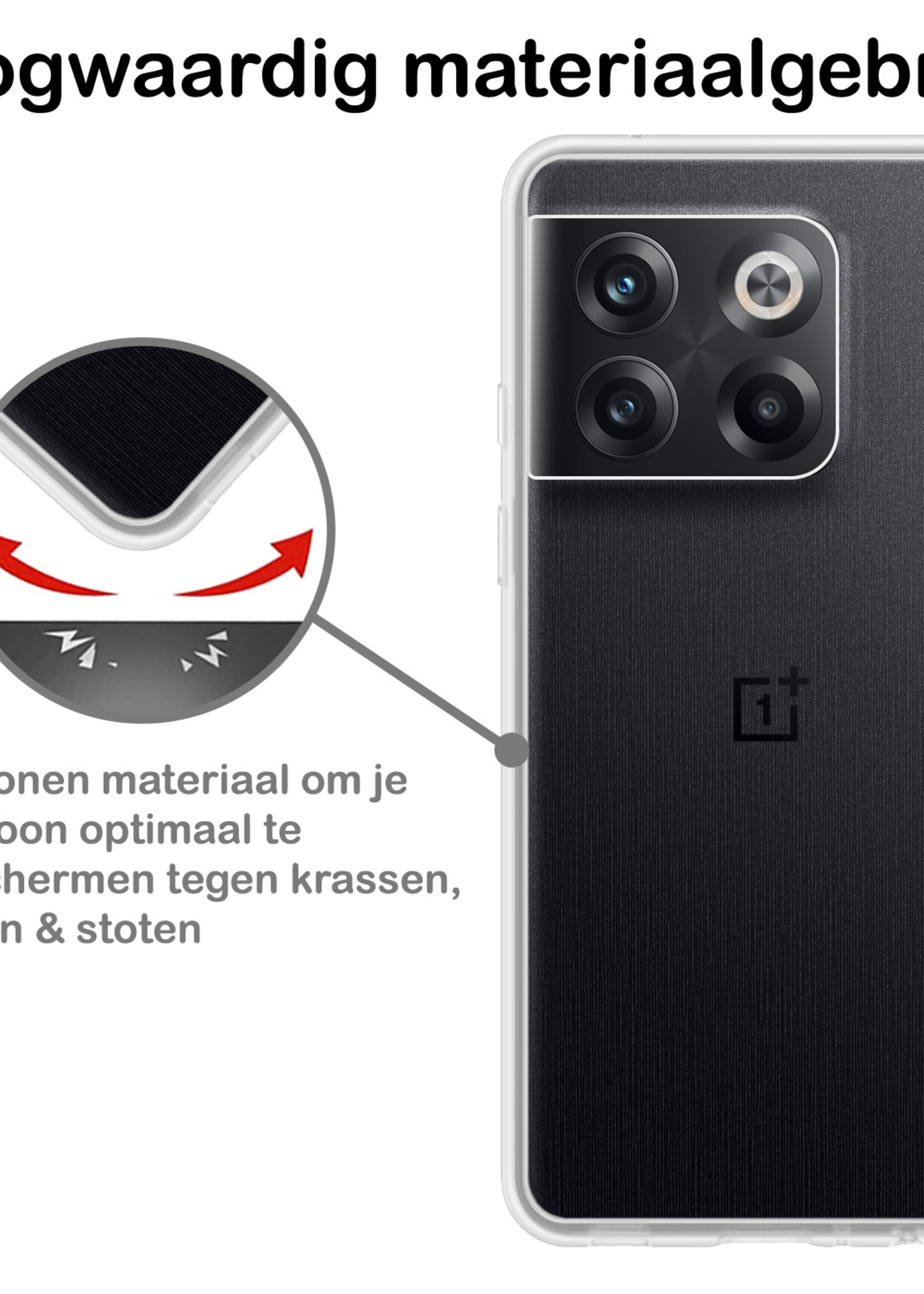 BTH Hoesje Geschikt voor OnePlus 10T Hoesje Siliconen Case Hoes Met 2x Screenprotector - Hoes Geschikt voor OnePlus 10T Hoes Cover Case - Transparant