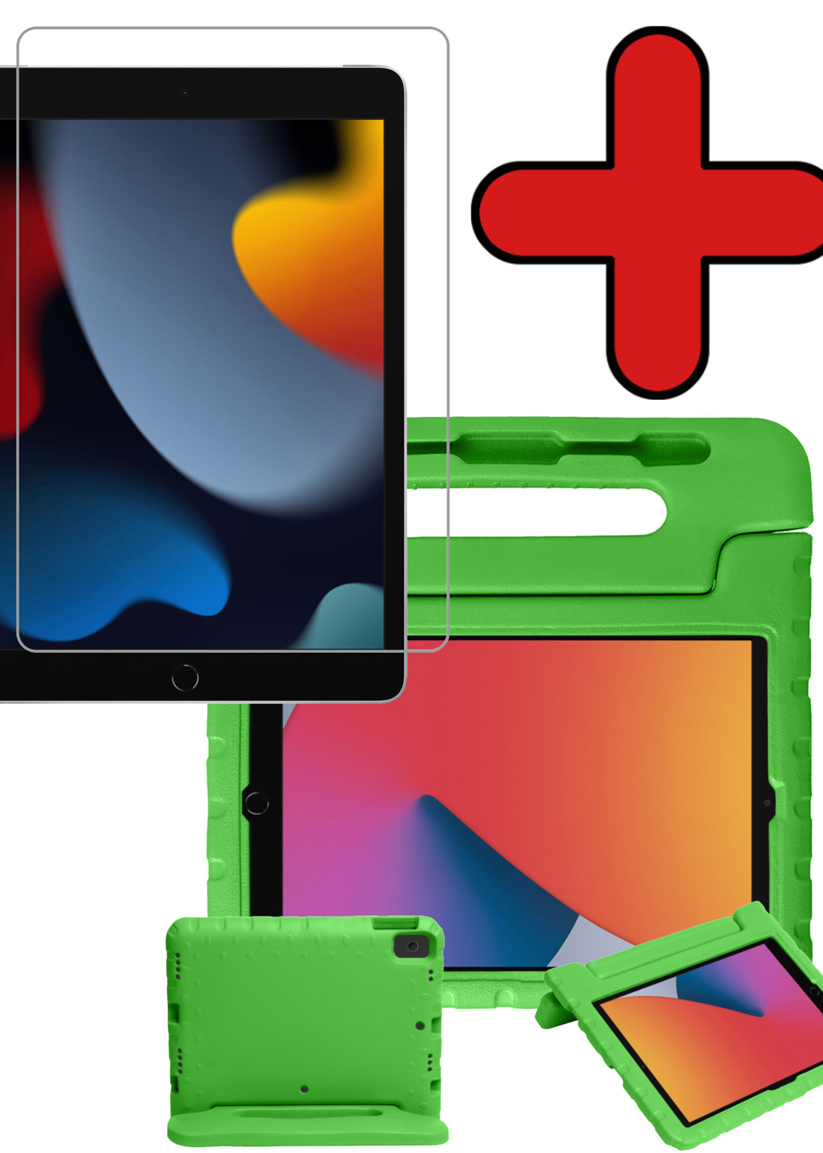 BTH Kinderhoes Geschikt voor iPad 10.2 2020 Hoes Kinder Hoesje Kids Case Cover Kidsproof Met Screenprotector - Hoesje Geschikt voor iPad 8 Hoesje Kinder Hoes - Groen